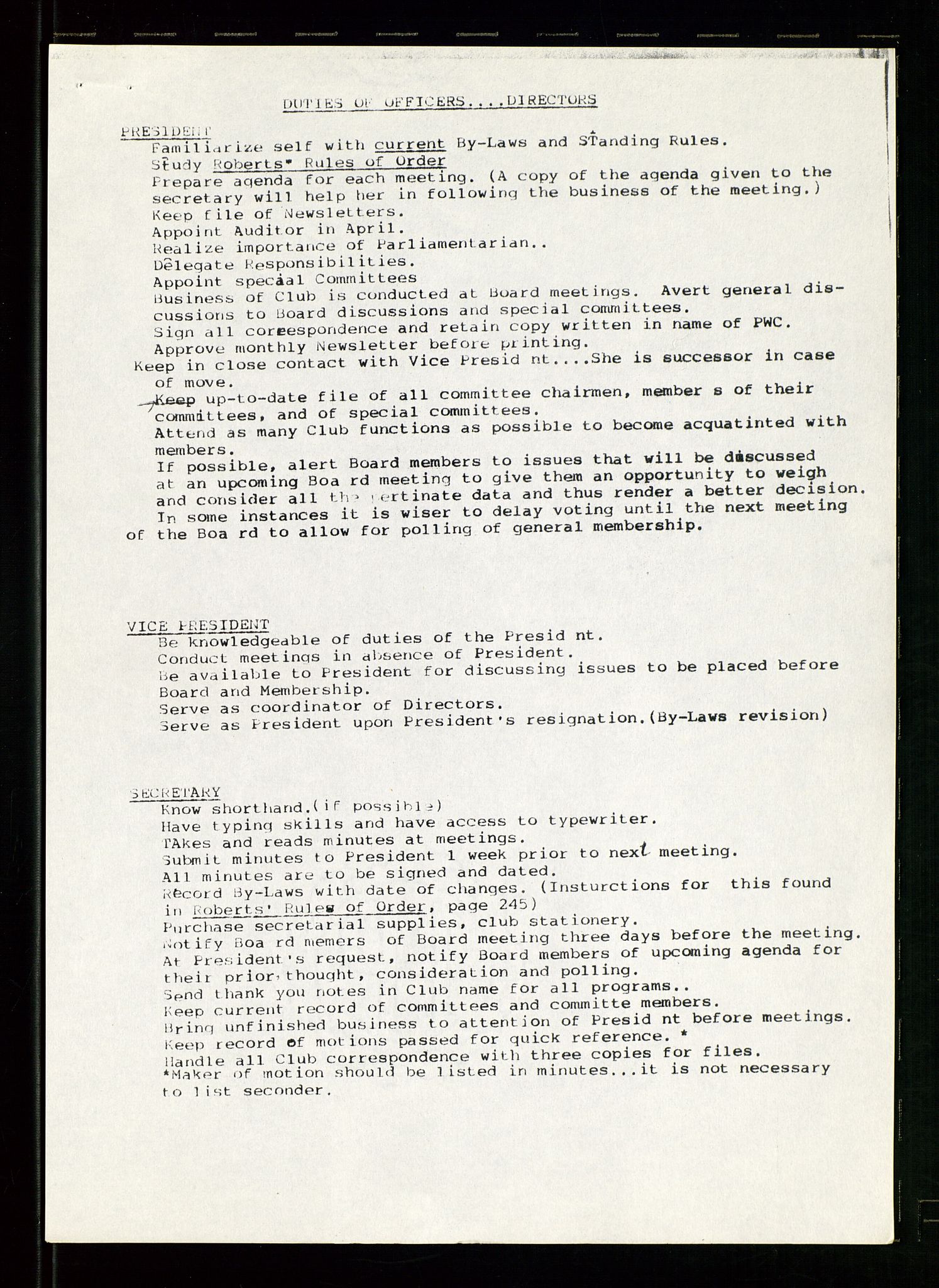 PA 1547 - Petroleum Wives Club, AV/SAST-A-101974/D/Da/L0001: President's file, 1975-1980