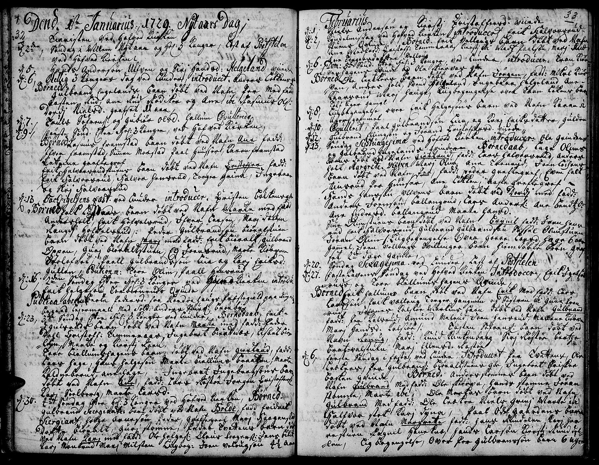 Jevnaker prestekontor, AV/SAH-PREST-116/H/Ha/Haa/L0002: Ministerialbok nr. 2, 1725-1751, s. 32-33