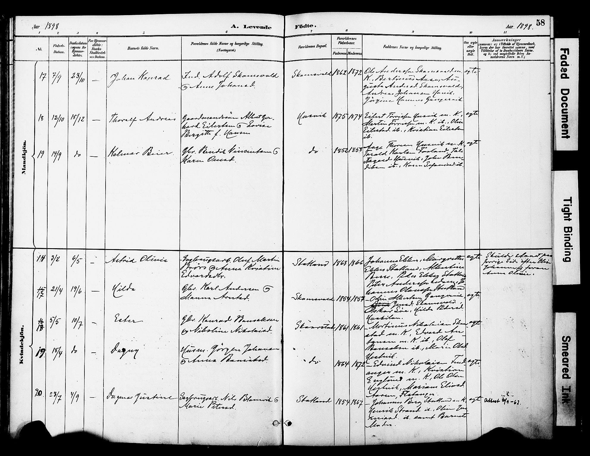 Ministerialprotokoller, klokkerbøker og fødselsregistre - Nord-Trøndelag, AV/SAT-A-1458/774/L0628: Ministerialbok nr. 774A02, 1887-1903, s. 58