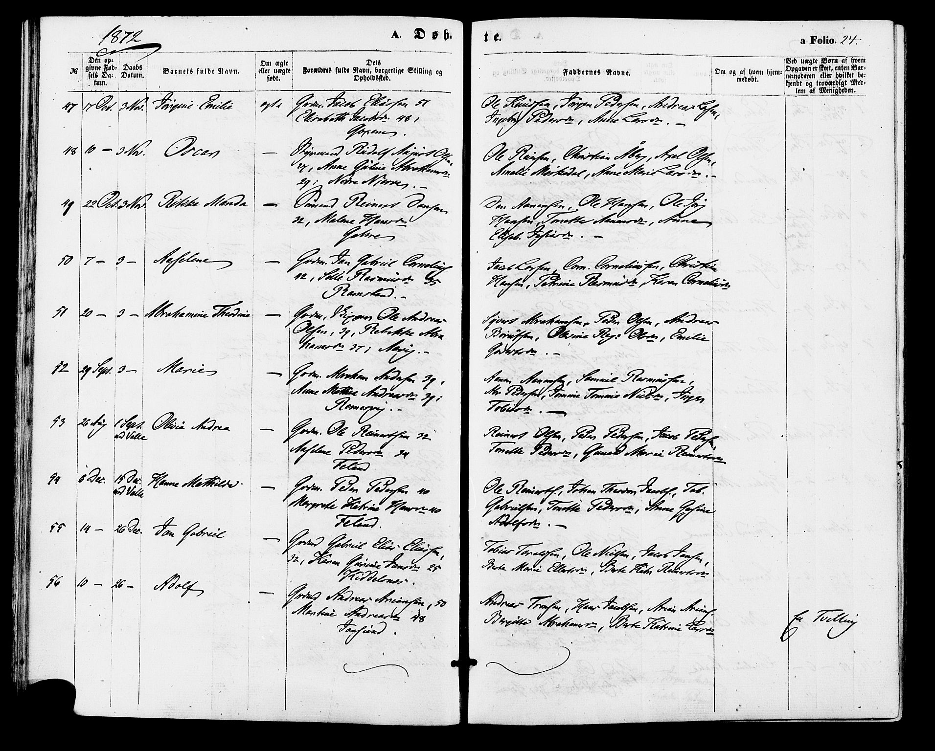 Sør-Audnedal sokneprestkontor, AV/SAK-1111-0039/F/Fa/Faa/L0003: Ministerialbok nr. A 3, 1868-1883, s. 24
