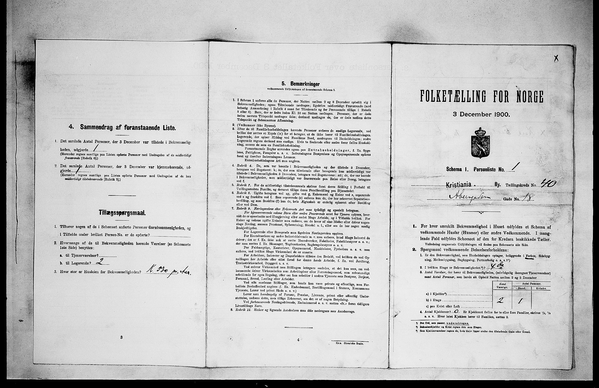 SAO, Folketelling 1900 for 0301 Kristiania kjøpstad, 1900, s. 1211