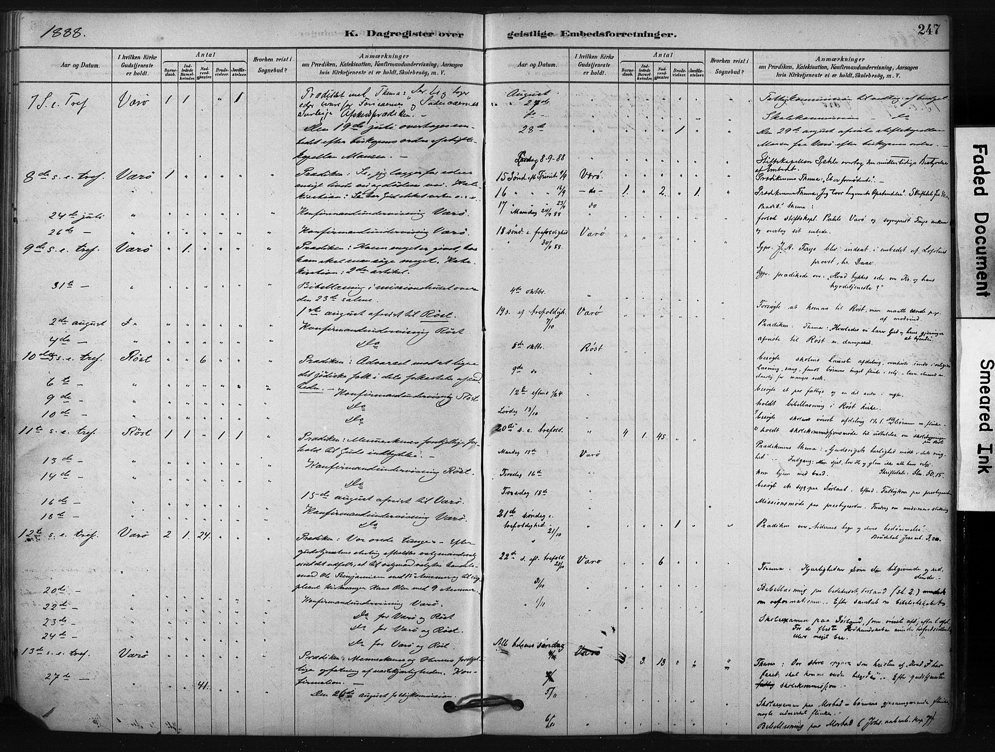 Ministerialprotokoller, klokkerbøker og fødselsregistre - Nordland, AV/SAT-A-1459/807/L0122: Ministerialbok nr. 807A05, 1880-1902, s. 247