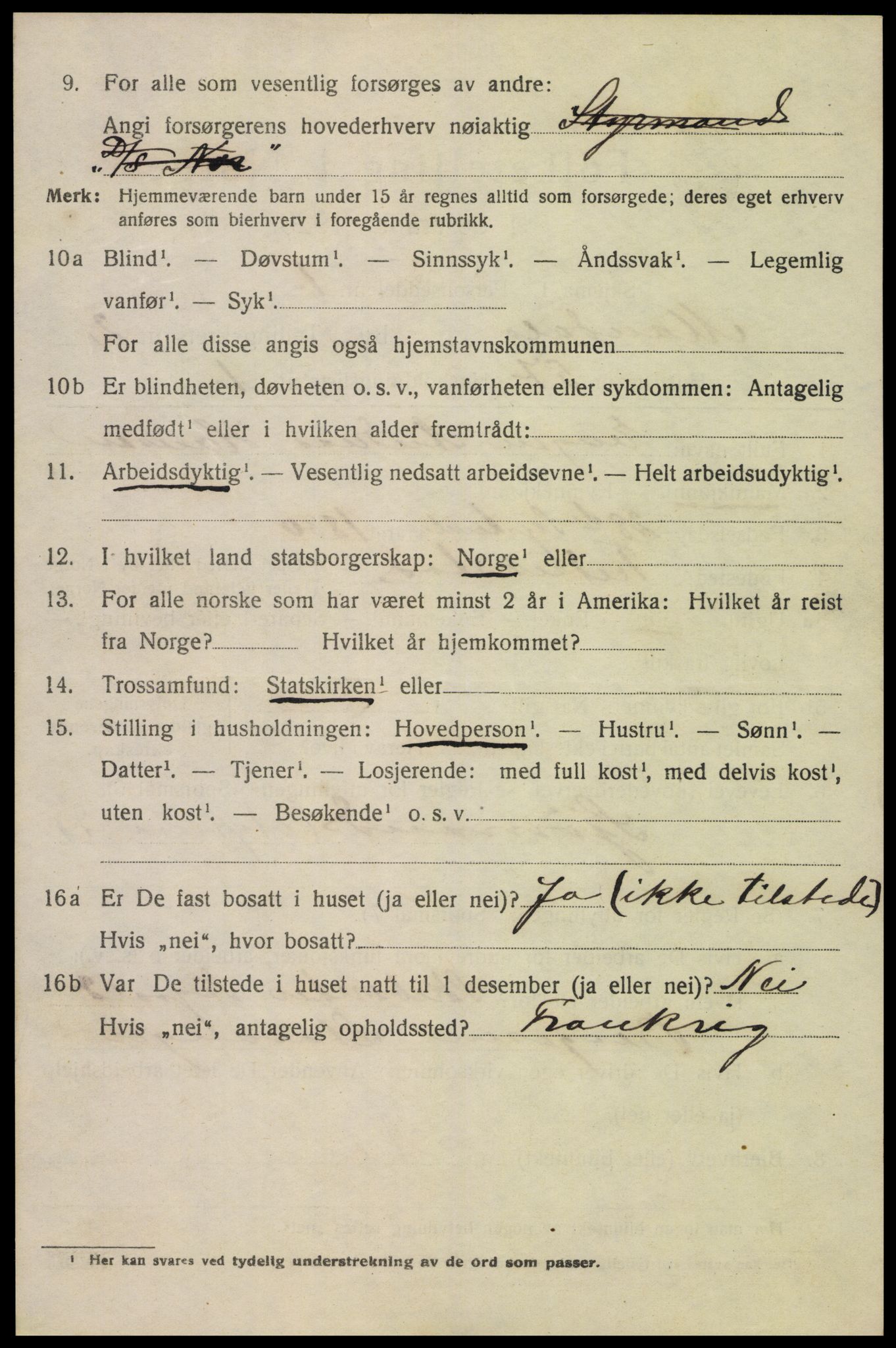 SAK, Folketelling 1920 for 1002 Mandal ladested, 1920, s. 4738