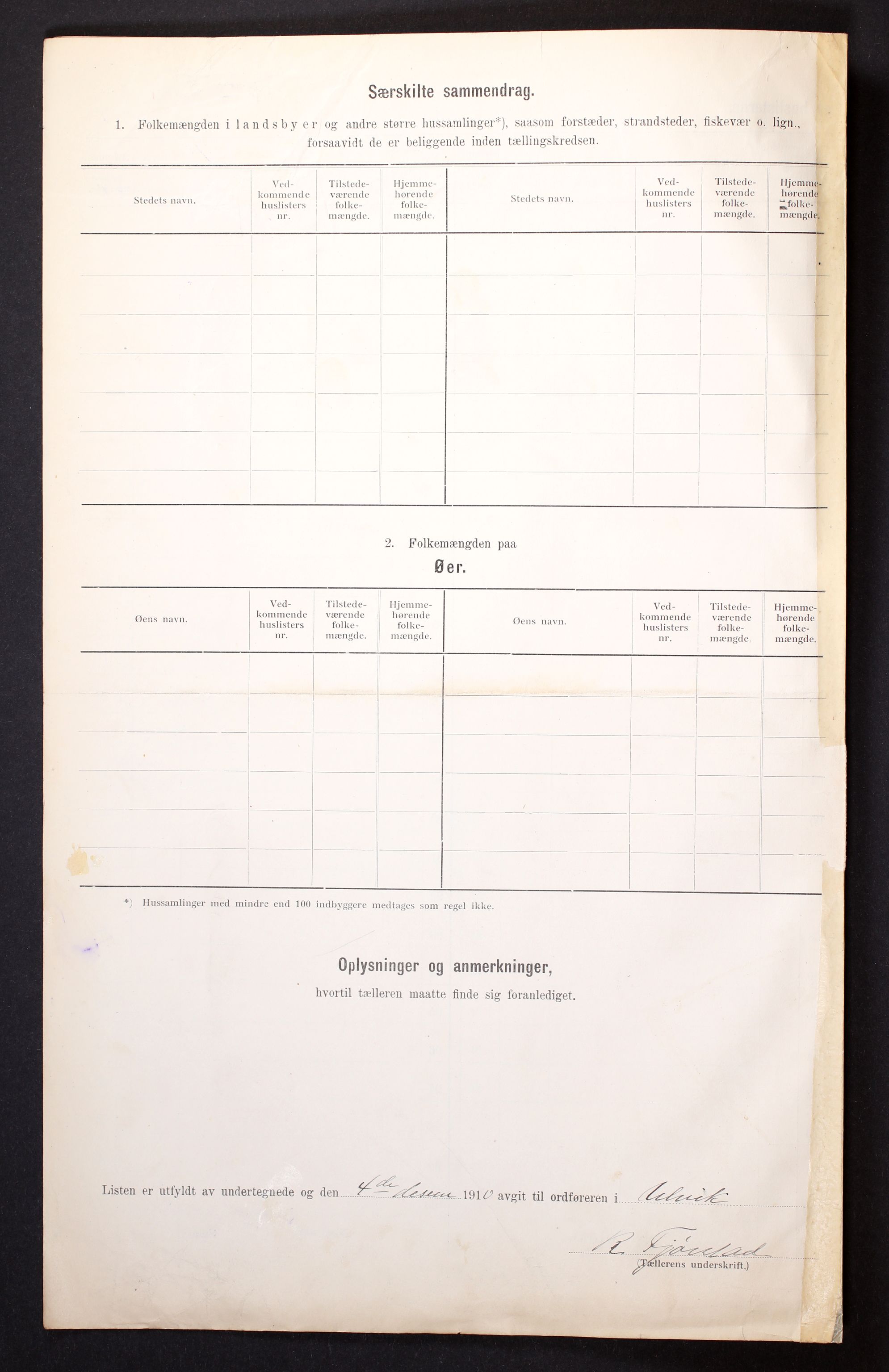 RA, Folketelling 1910 for 1233 Ulvik herred, 1910, s. 6