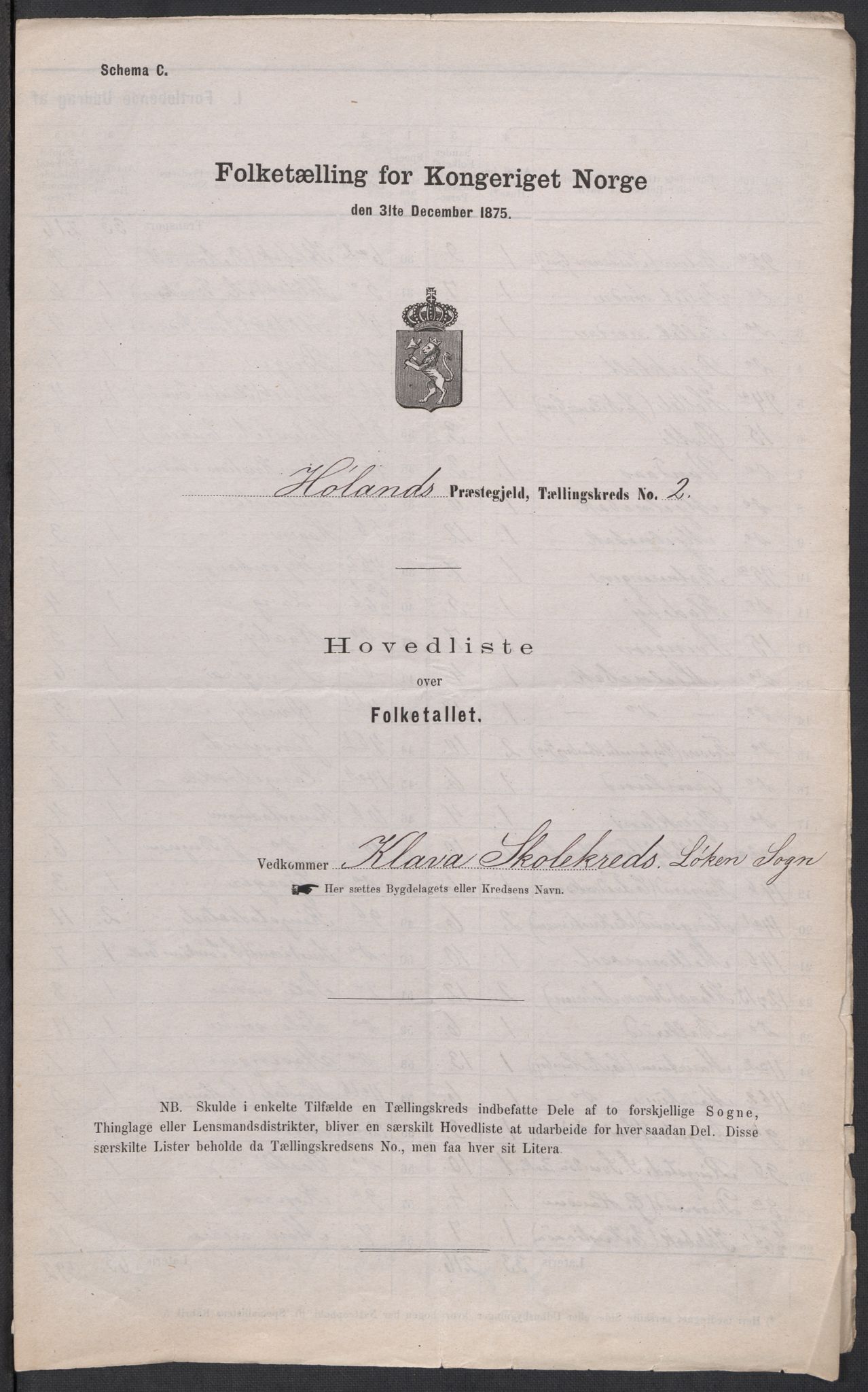 RA, Folketelling 1875 for 0221P Høland prestegjeld, 1875, s. 7