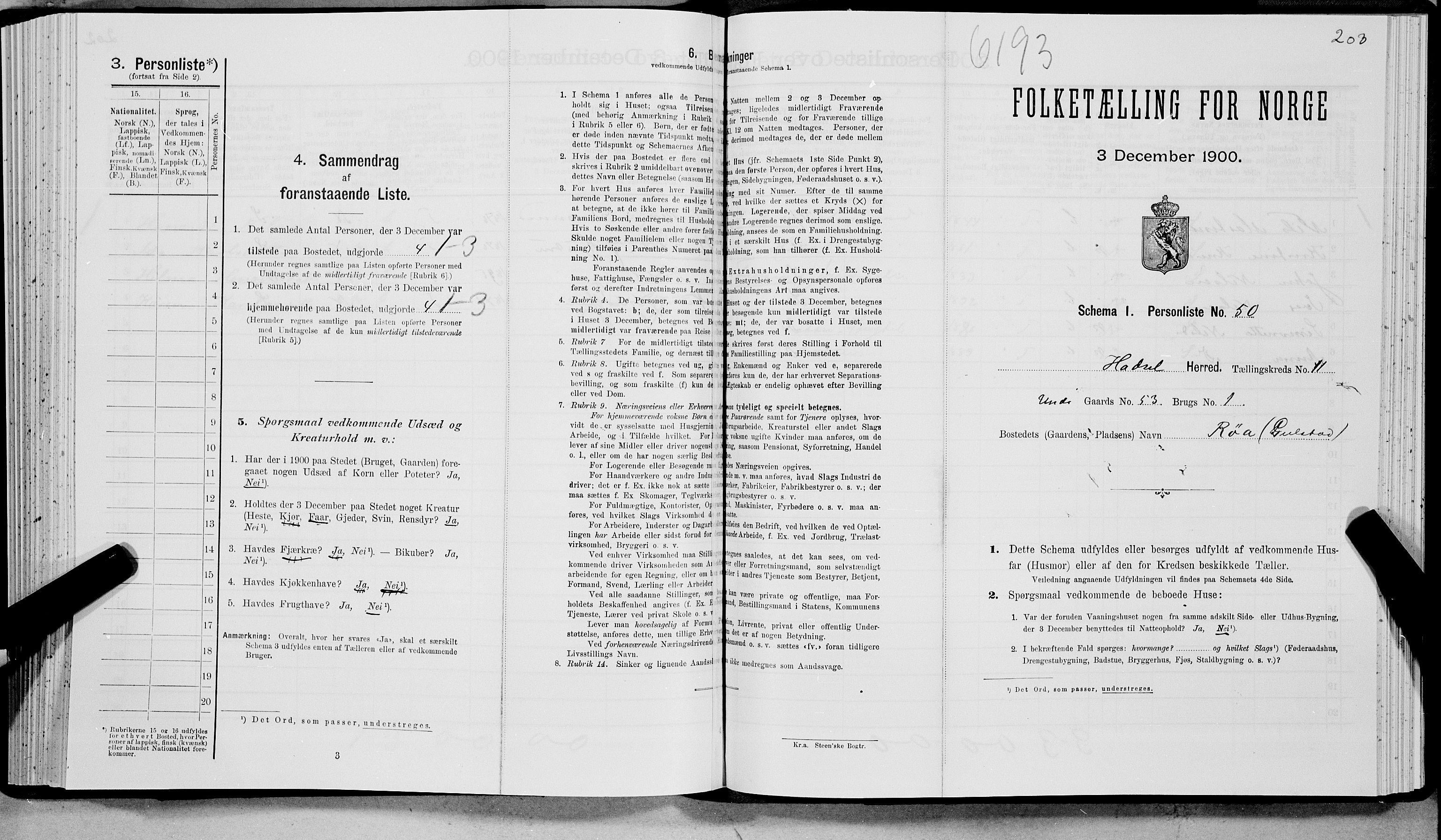 SAT, Folketelling 1900 for 1866 Hadsel herred, 1900, s. 1013