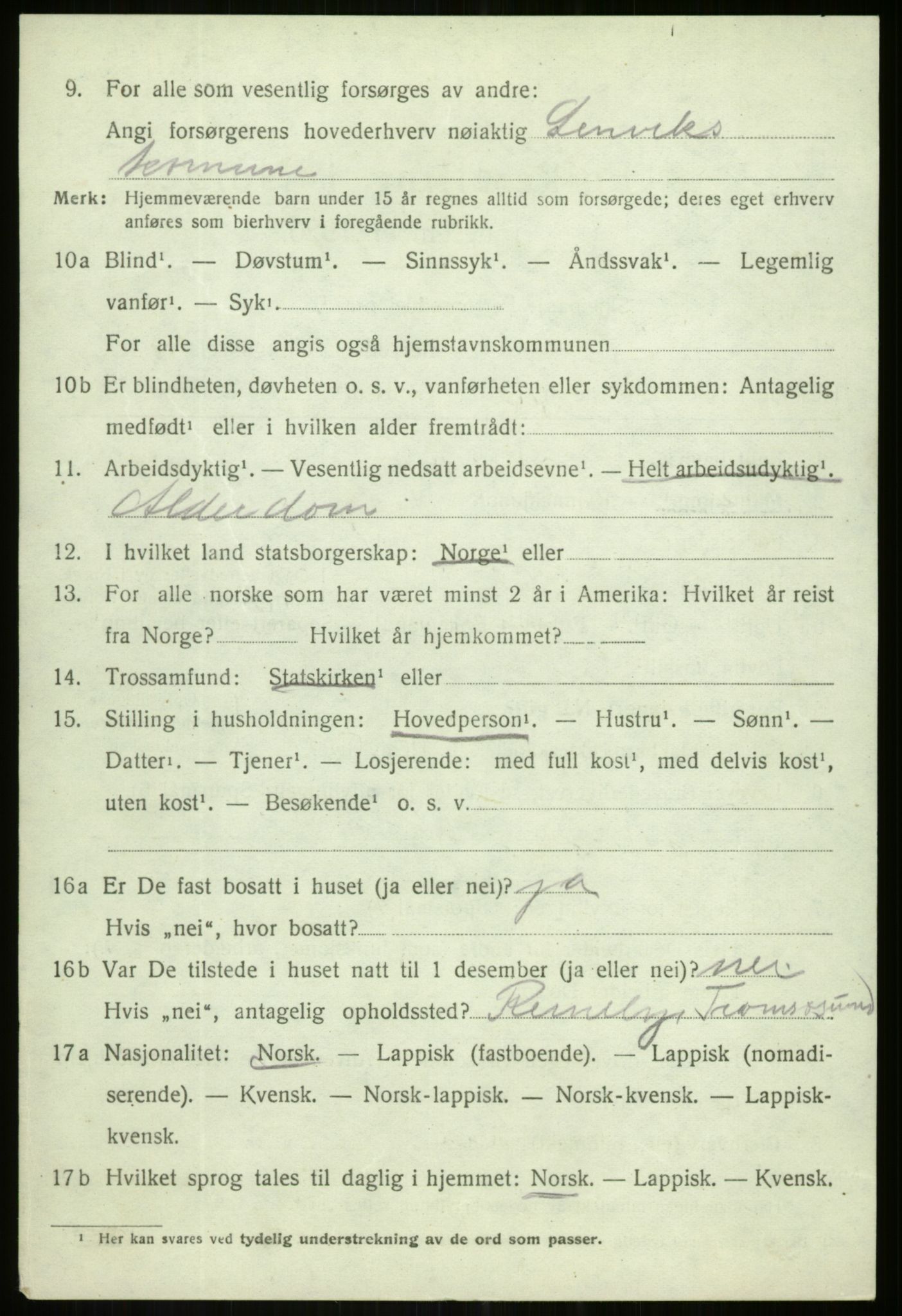 SATØ, Folketelling 1920 for 1931 Lenvik herred, 1920, s. 3277