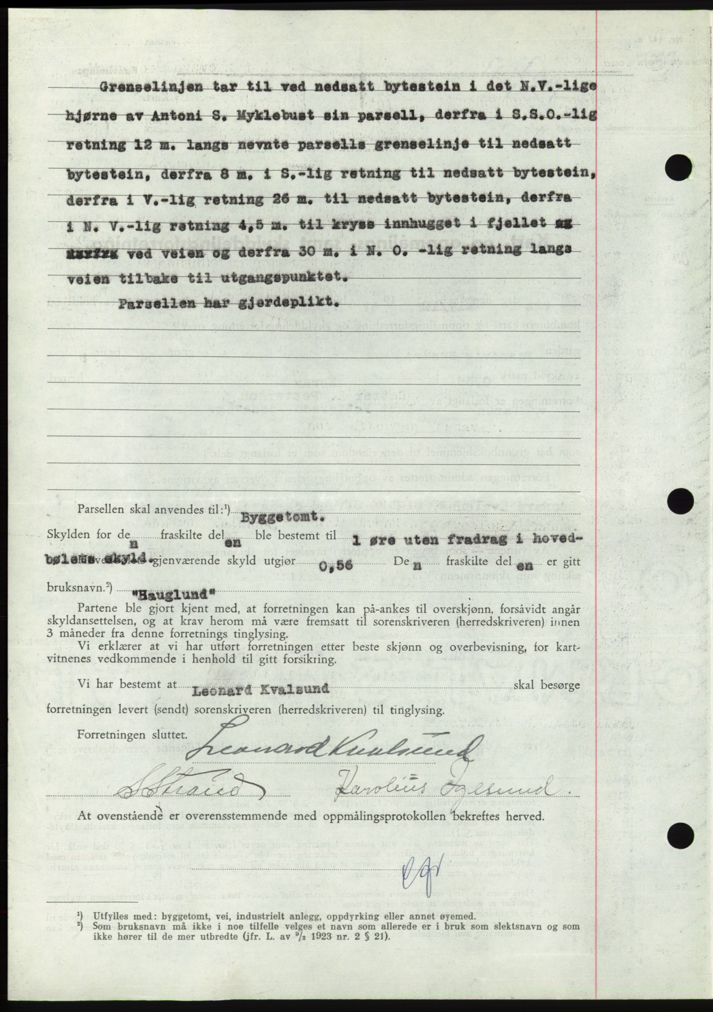 Søre Sunnmøre sorenskriveri, AV/SAT-A-4122/1/2/2C/L0081: Pantebok nr. 7A, 1947-1948, Dagboknr: 1907/1947