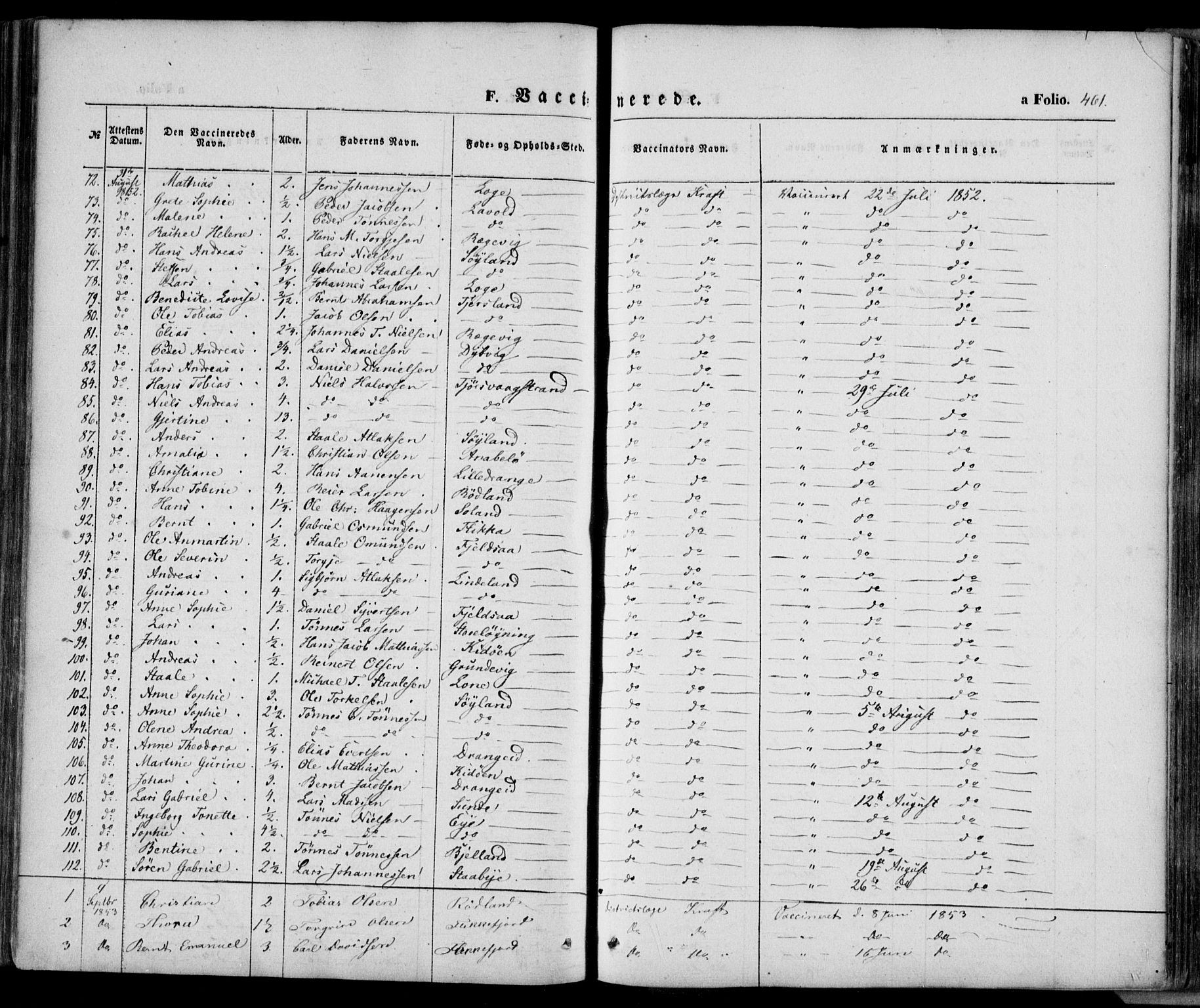 Flekkefjord sokneprestkontor, AV/SAK-1111-0012/F/Fa/Fac/L0005: Ministerialbok nr. A 5, 1849-1875, s. 461