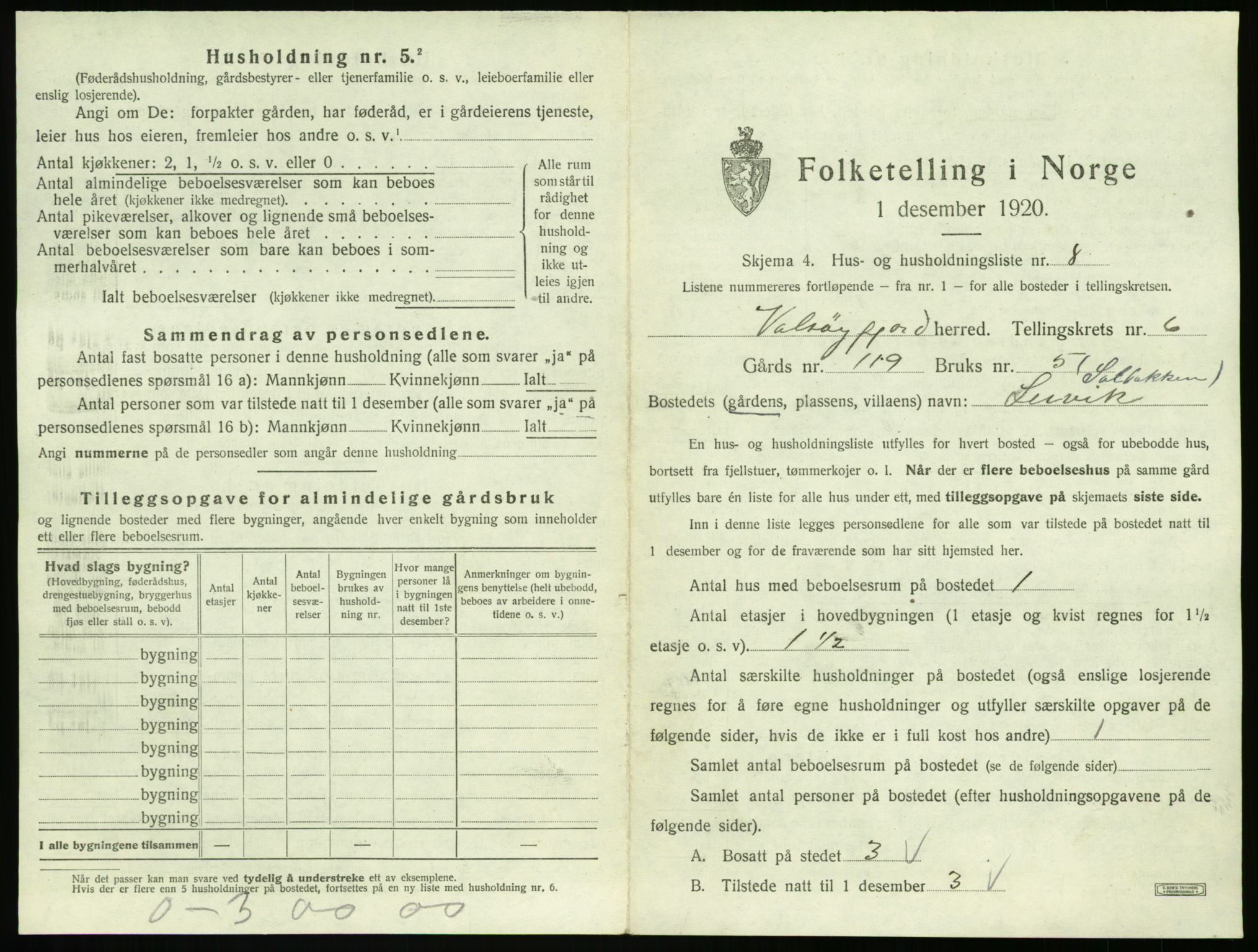 SAT, Folketelling 1920 for 1570 Valsøyfjord herred, 1920, s. 409