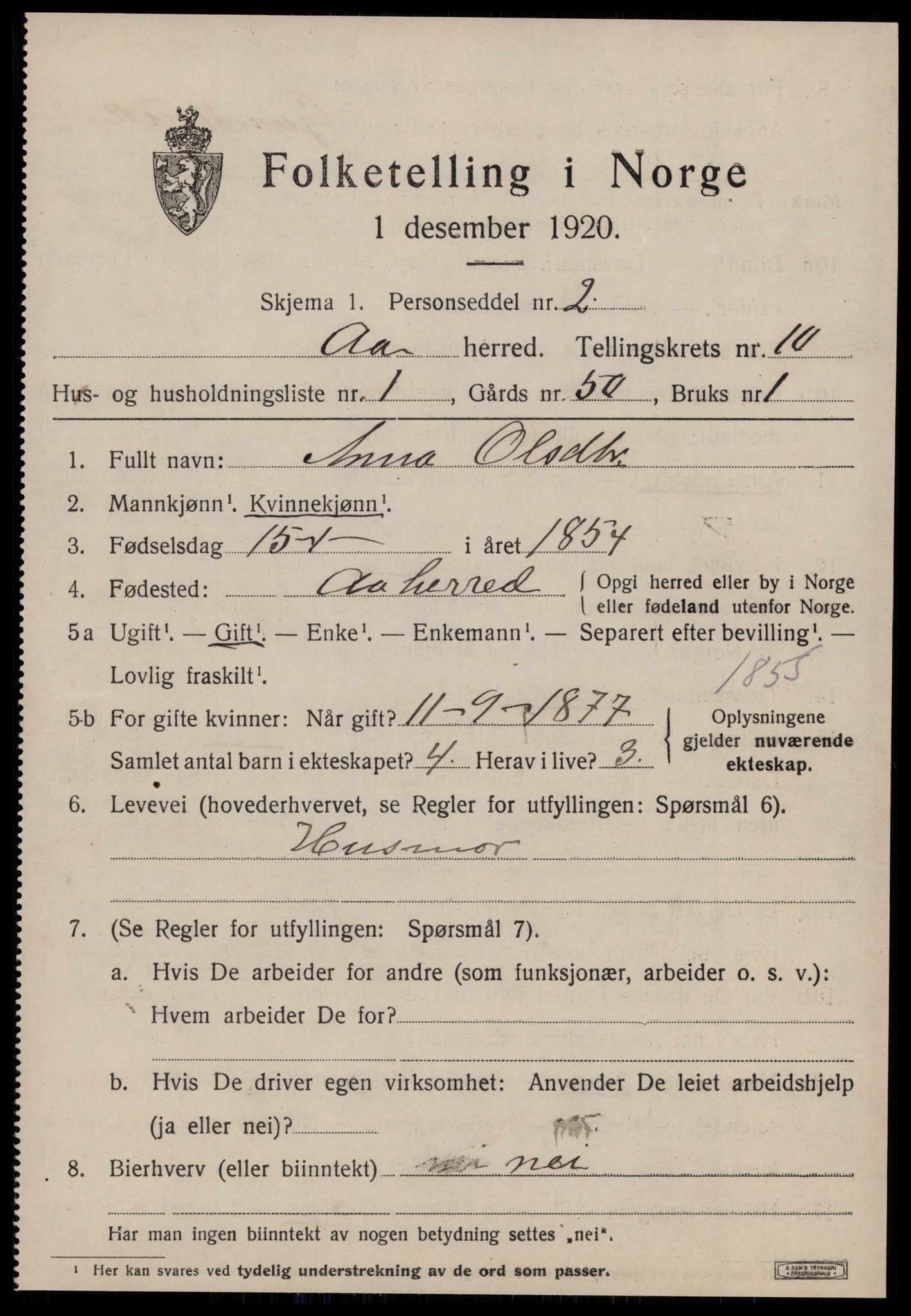 SAT, Folketelling 1920 for 1630 Å herred, 1920, s. 4010