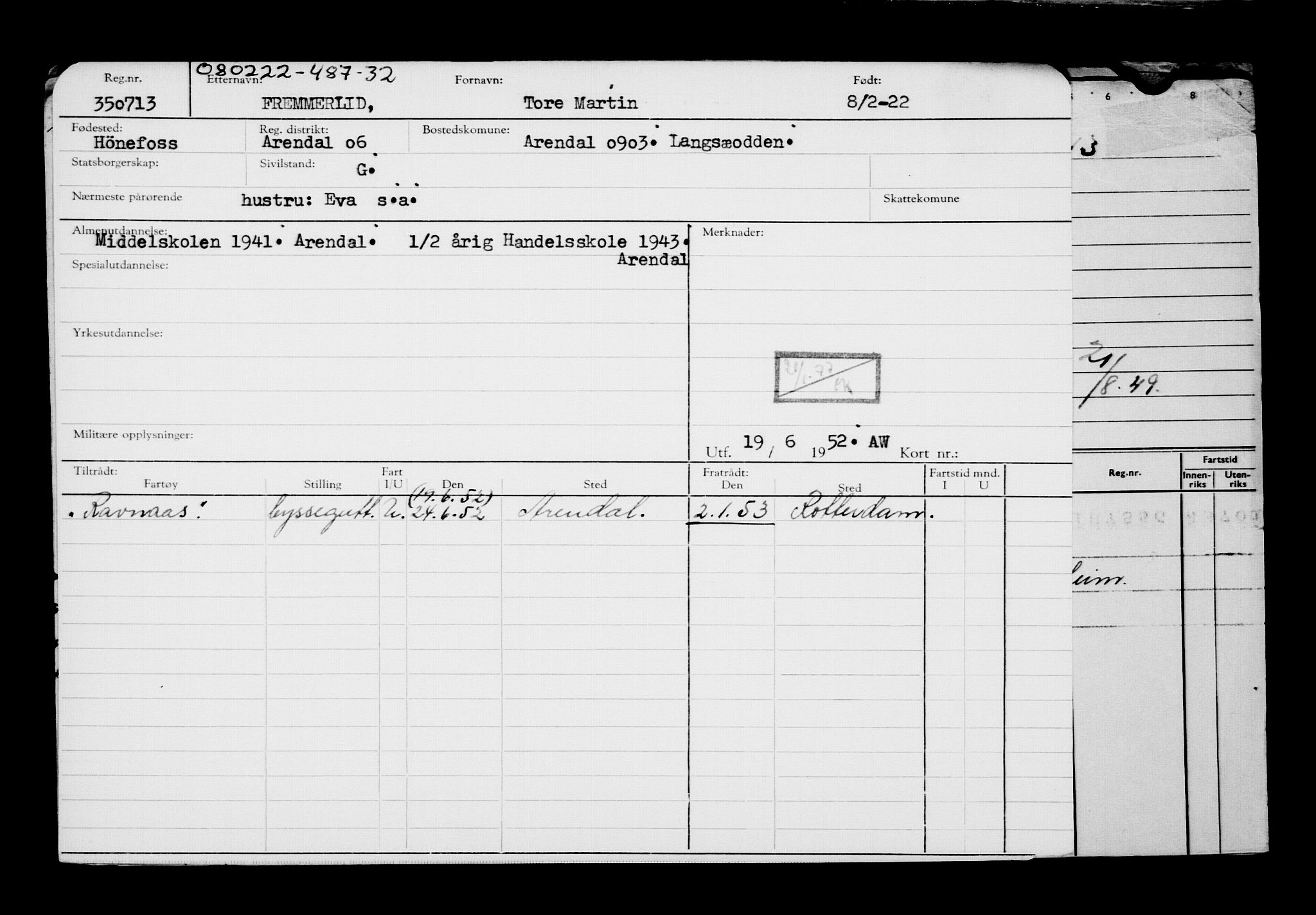 Direktoratet for sjømenn, AV/RA-S-3545/G/Gb/L0202: Hovedkort, 1922, s. 705