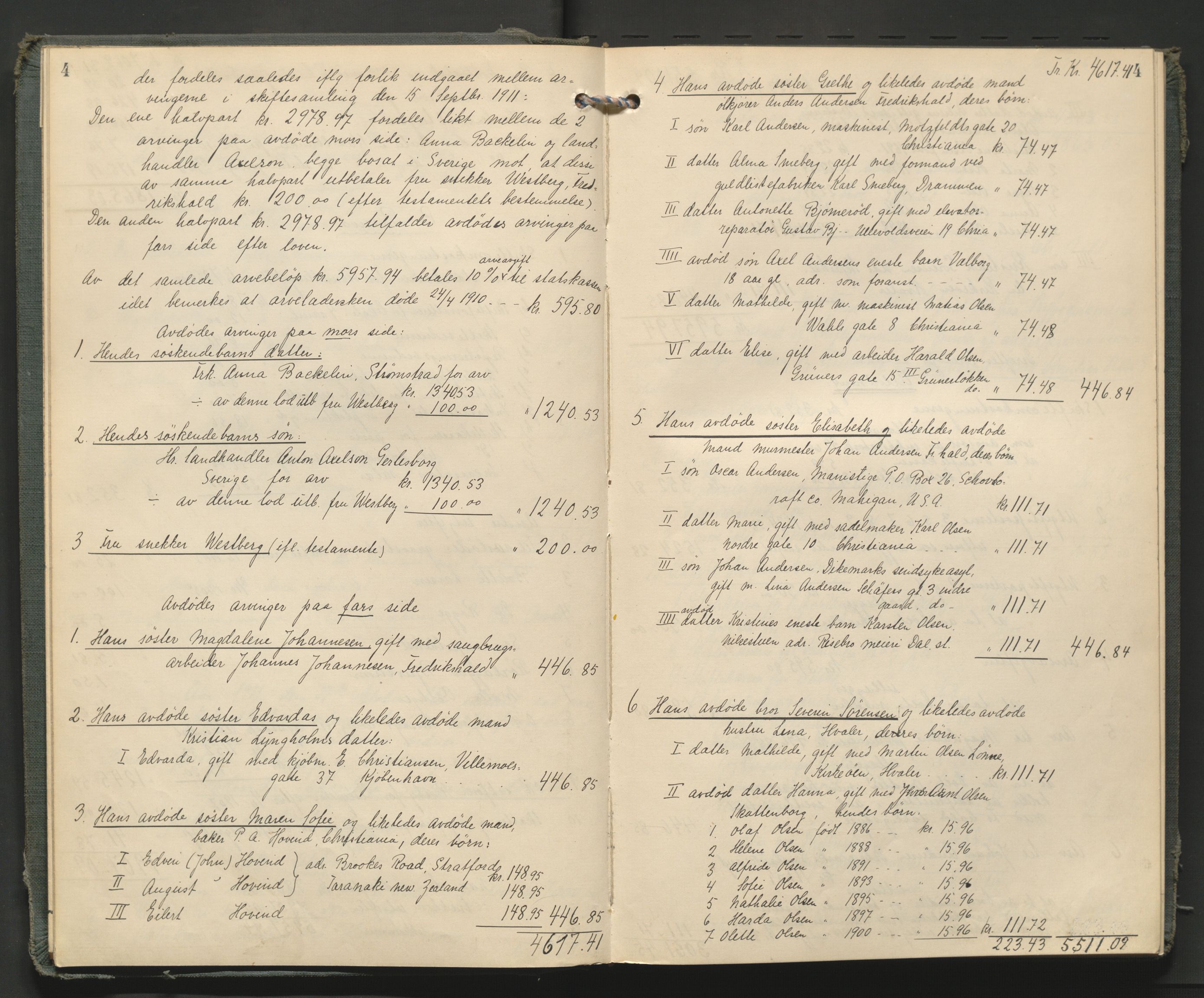 Halden byfogd, AV/SAO-A-10865/H/He/L0004: Skifteutlodningsprotokoll, 1911-1925, s. 4