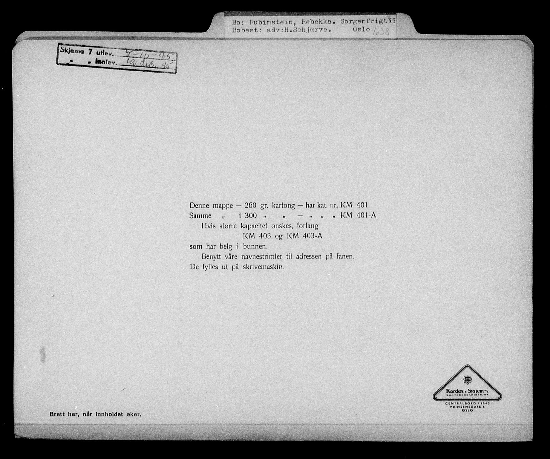 Justisdepartementet, Tilbakeføringskontoret for inndratte formuer, RA/S-1564/H/Hc/Hcc/L0975: --, 1945-1947, s. 331