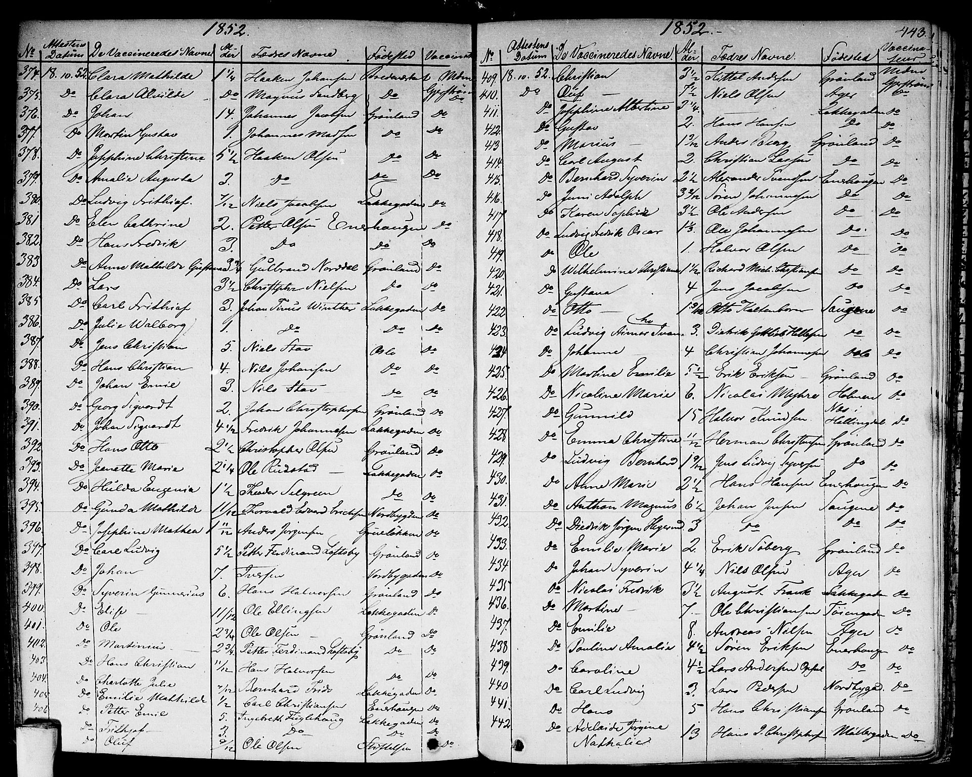 Aker prestekontor kirkebøker, AV/SAO-A-10861/F/L0018: Ministerialbok nr. 17, 1829-1852, s. 443