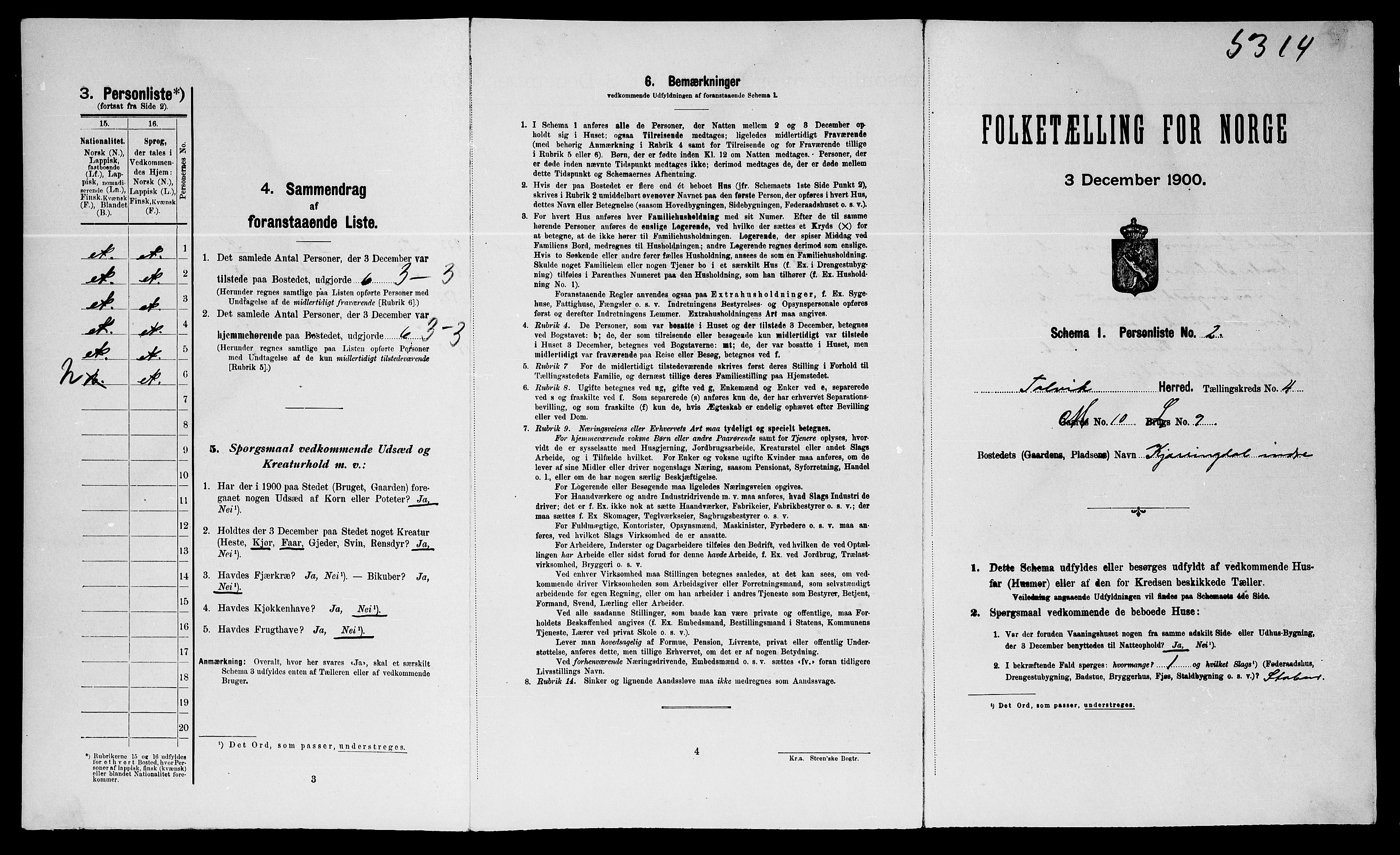 SATØ, Folketelling 1900 for 2013 Talvik herred, 1900, s. 267