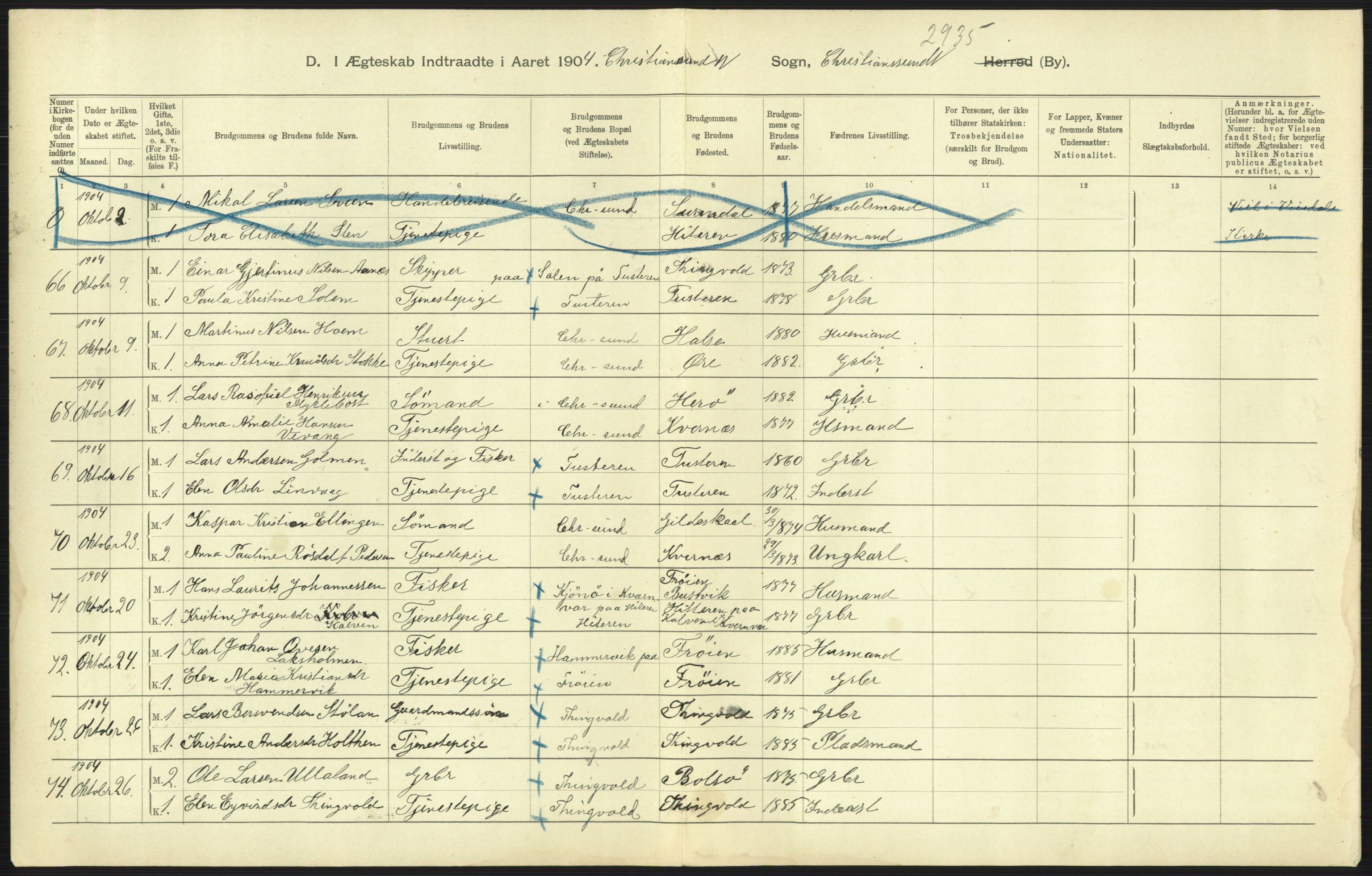 Statistisk sentralbyrå, Sosiodemografiske emner, Befolkning, AV/RA-S-2228/D/Df/Dfa/Dfab/L0016: Romsdals amt: Fødte, gifte, døde., 1904, s. 759