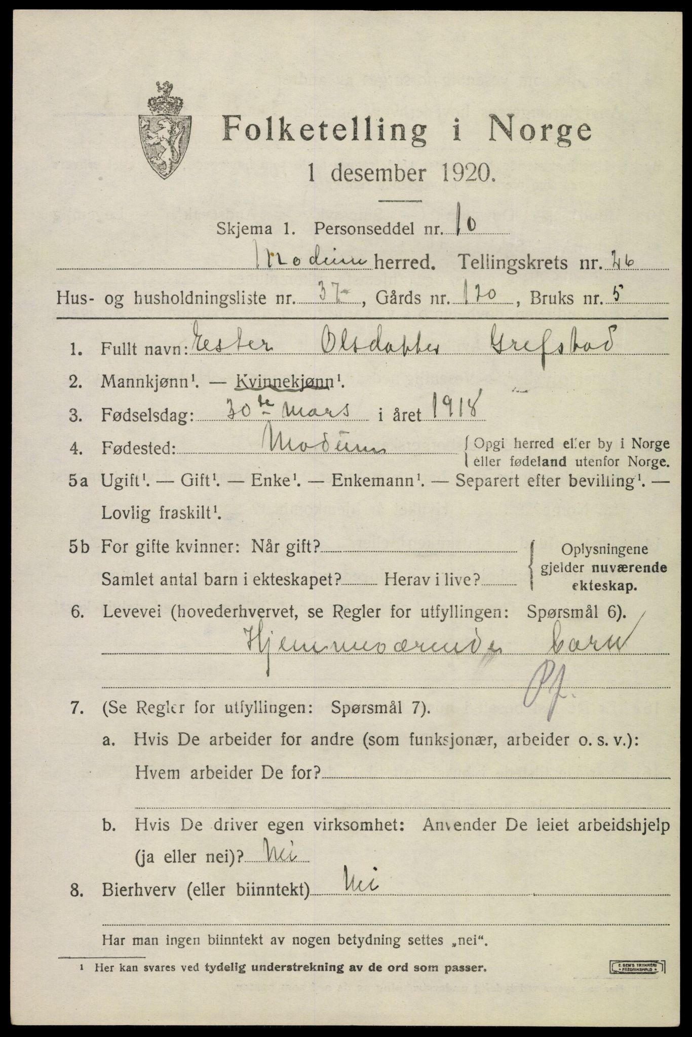 SAKO, Folketelling 1920 for 0623 Modum herred, 1920, s. 25675