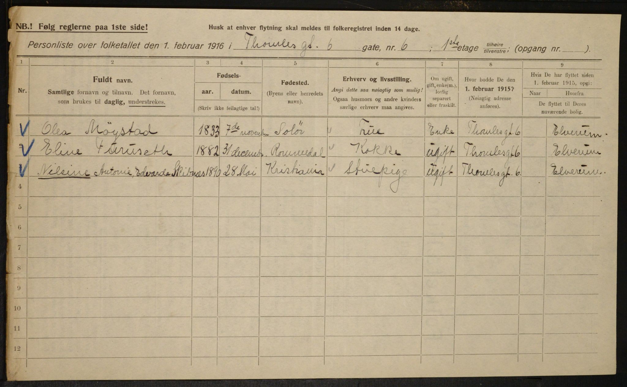 OBA, Kommunal folketelling 1.2.1916 for Kristiania, 1916, s. 112345