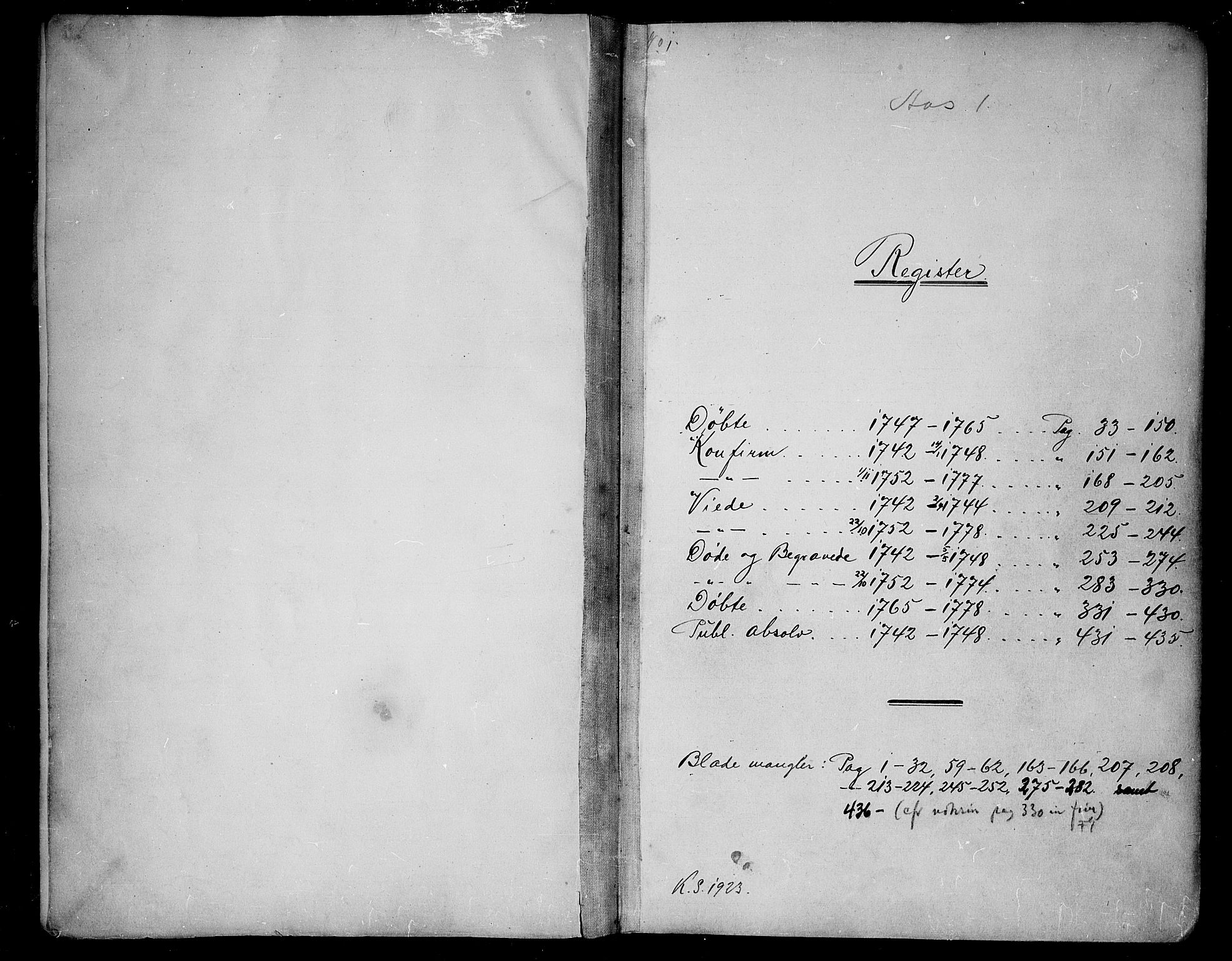 Ås prestekontor Kirkebøker, SAO/A-10894/F/Fa/L0001: Ministerialbok nr. I 1, 1742-1778