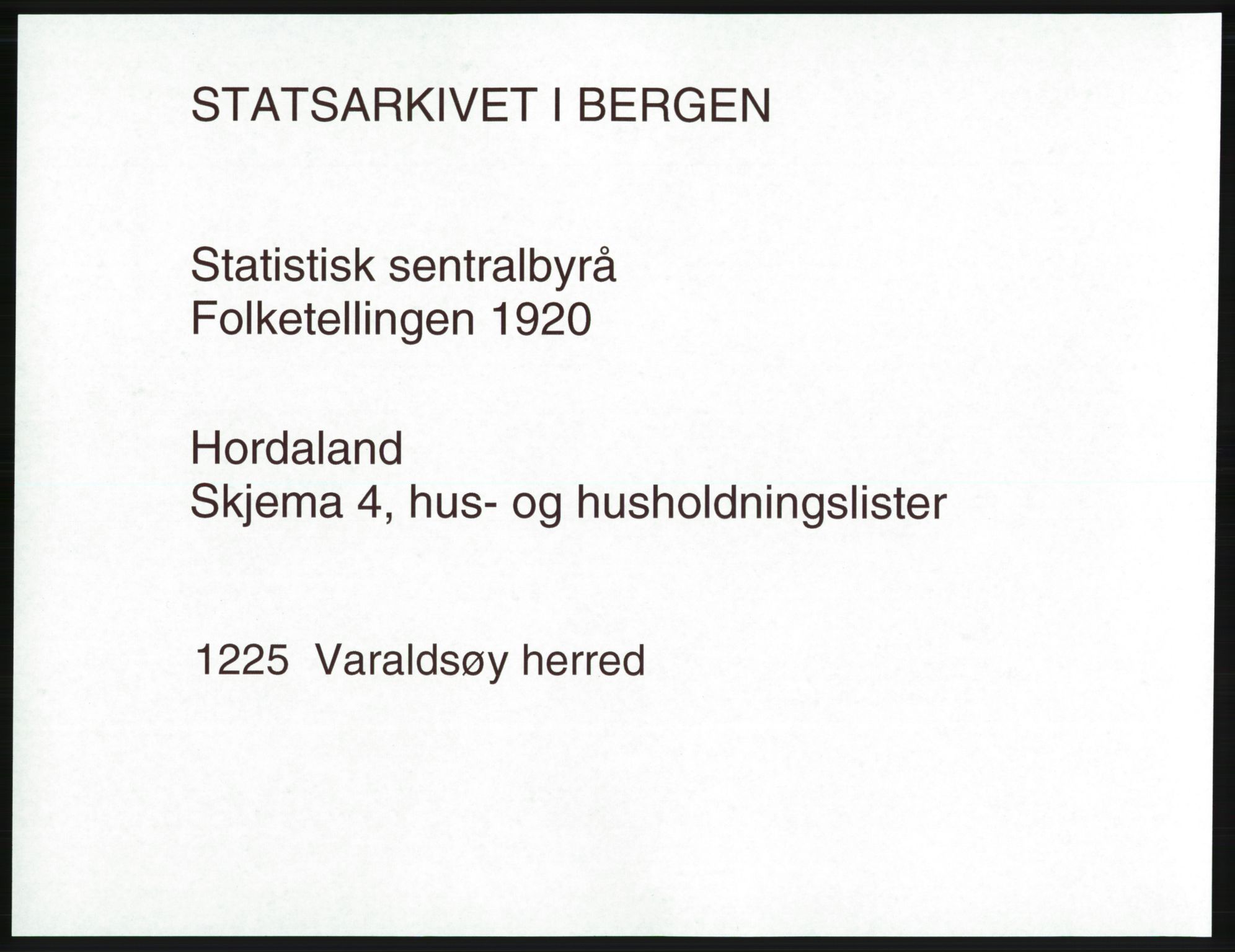 SAB, Folketelling 1920 for 1225 Varaldsøy herred, 1920, s. 20