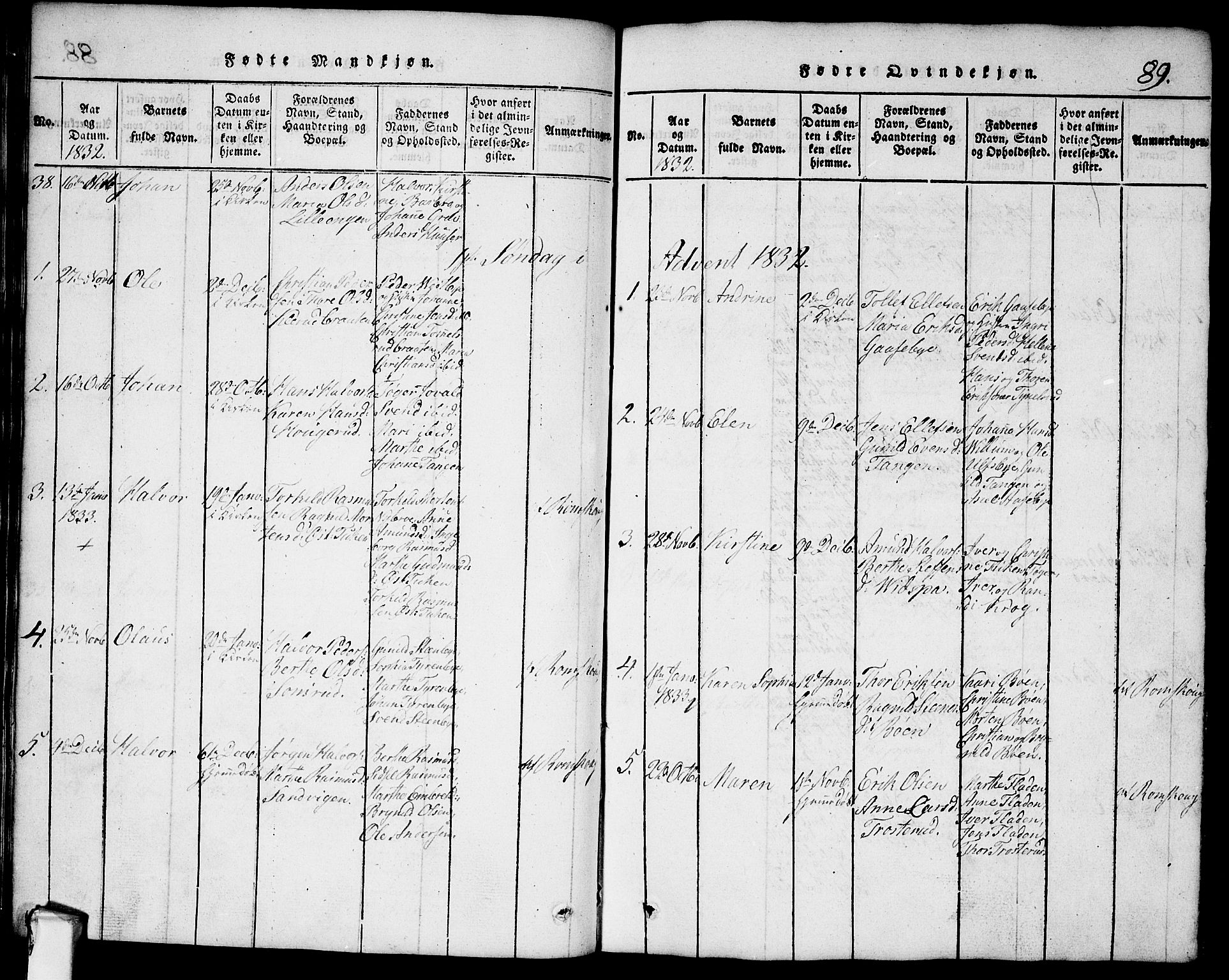 Rødenes prestekontor Kirkebøker, SAO/A-2005/G/Ga/L0001: Klokkerbok nr.  I 1, 1814-1841, s. 89