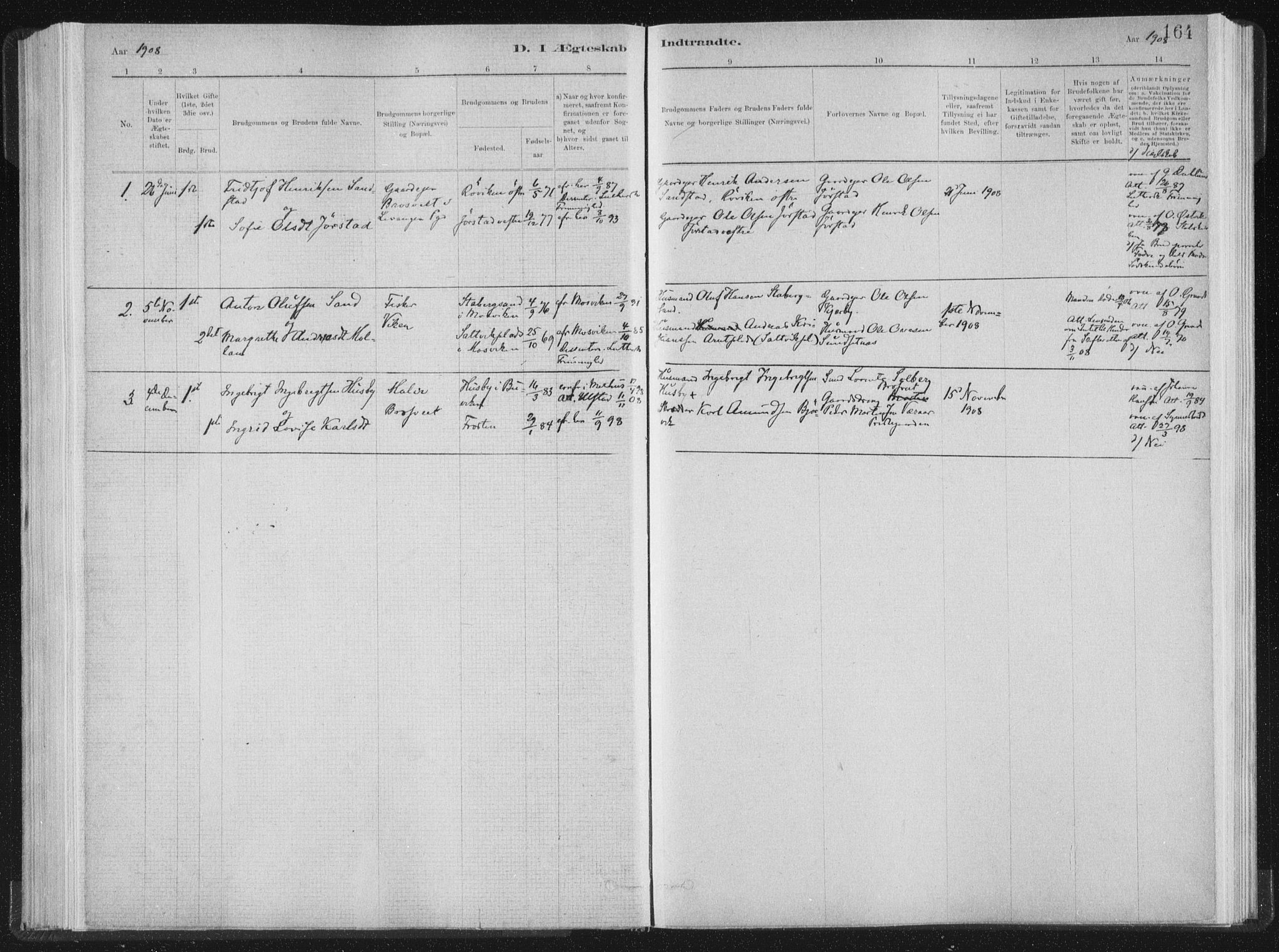 Ministerialprotokoller, klokkerbøker og fødselsregistre - Nord-Trøndelag, AV/SAT-A-1458/722/L0220: Ministerialbok nr. 722A07, 1881-1908, s. 164