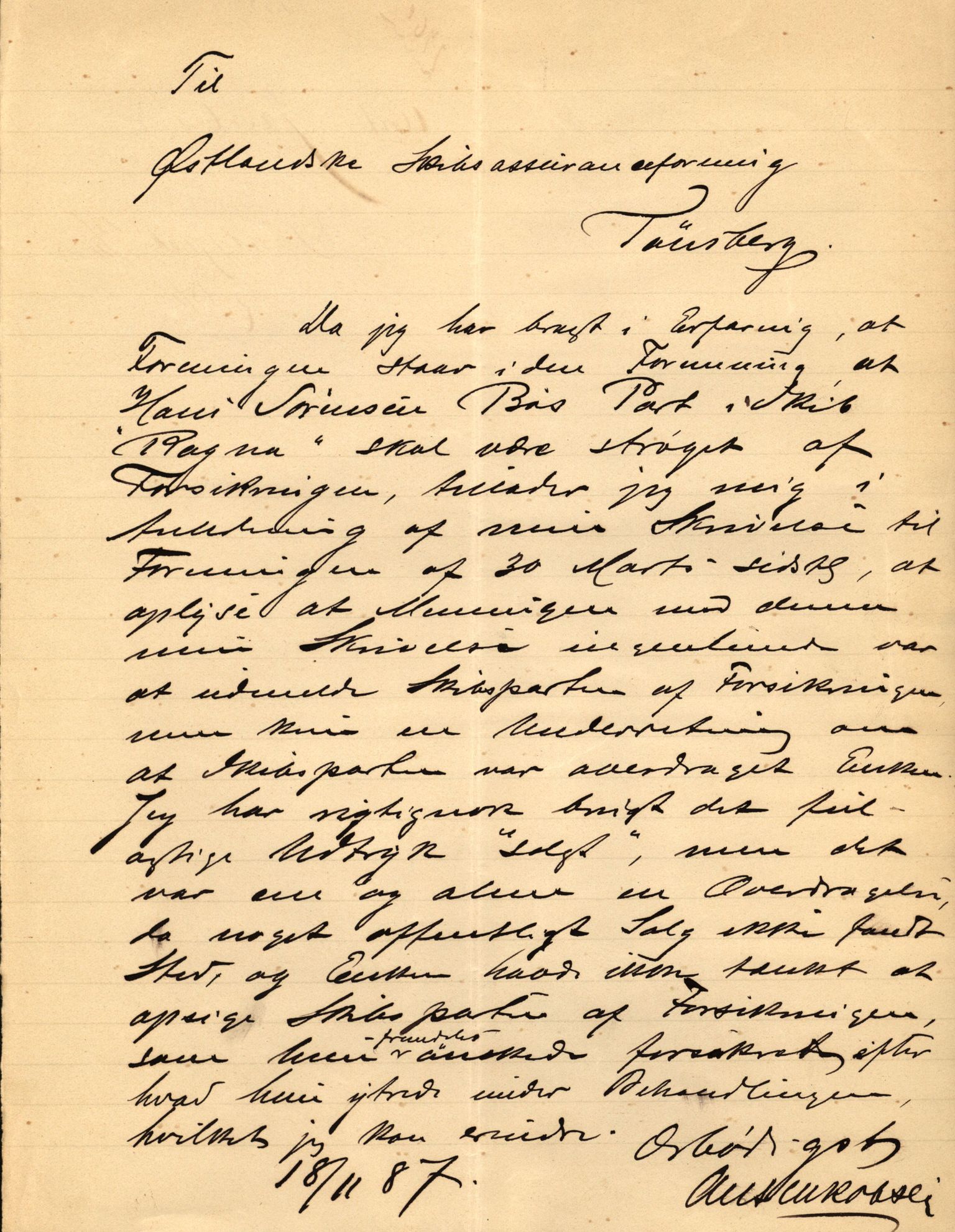 Pa 63 - Østlandske skibsassuranceforening, VEMU/A-1079/G/Ga/L0021/0002: Havaridokumenter / Isbaaden, Ragna, Sylphiden, Nyassa, 1887, s. 50