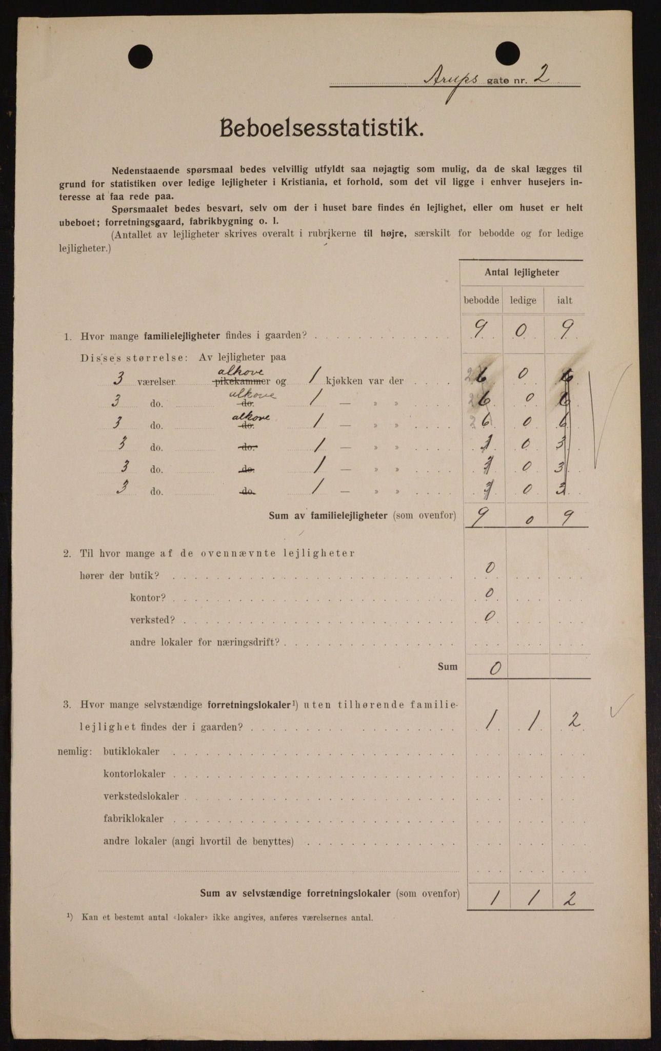 OBA, Kommunal folketelling 1.2.1909 for Kristiania kjøpstad, 1909, s. 2050