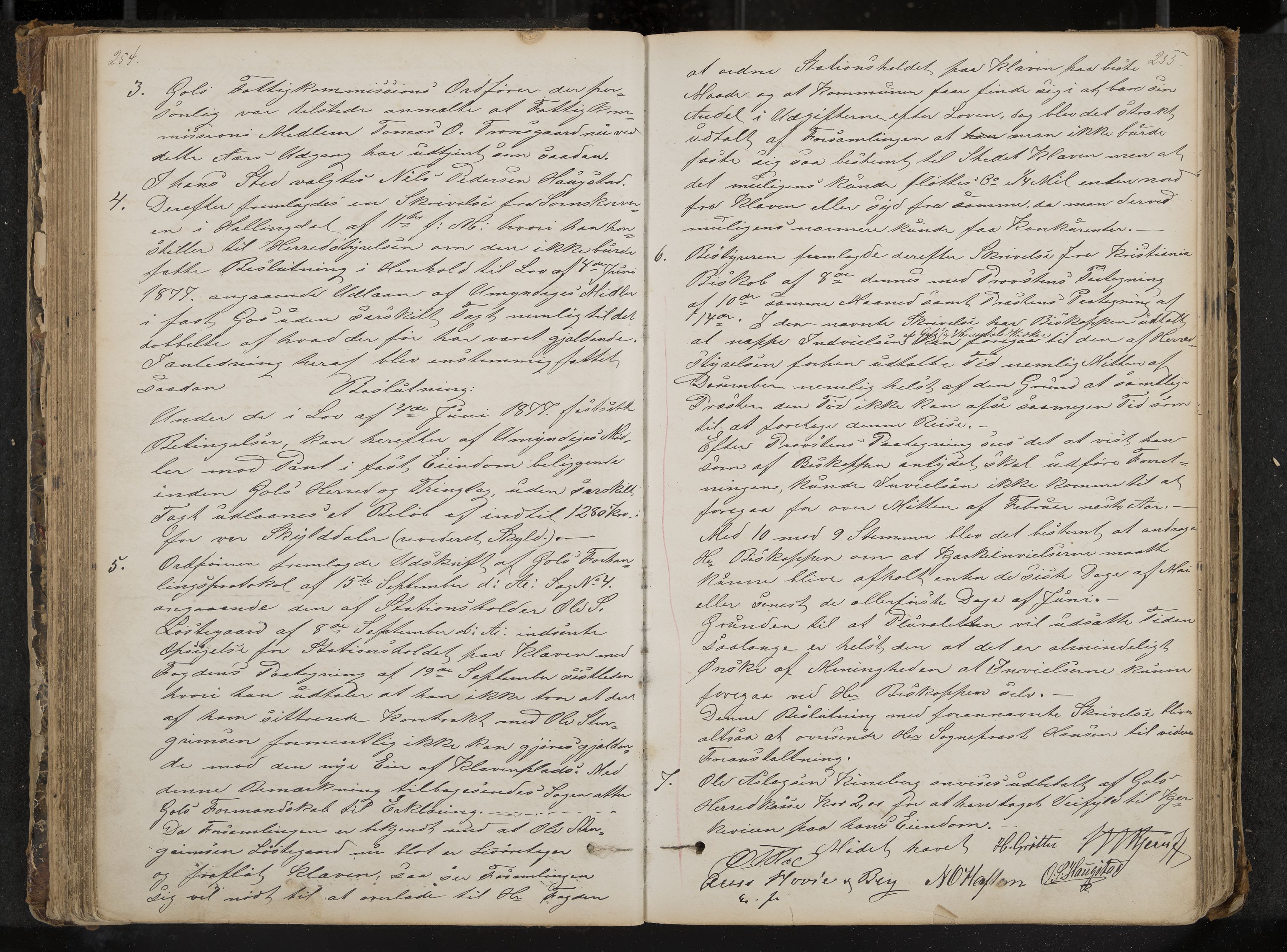 Gol formannskap og sentraladministrasjon, IKAK/0617021-1/A/Aa/L0002: Møtebok med register, 1870-1892, s. 254-255