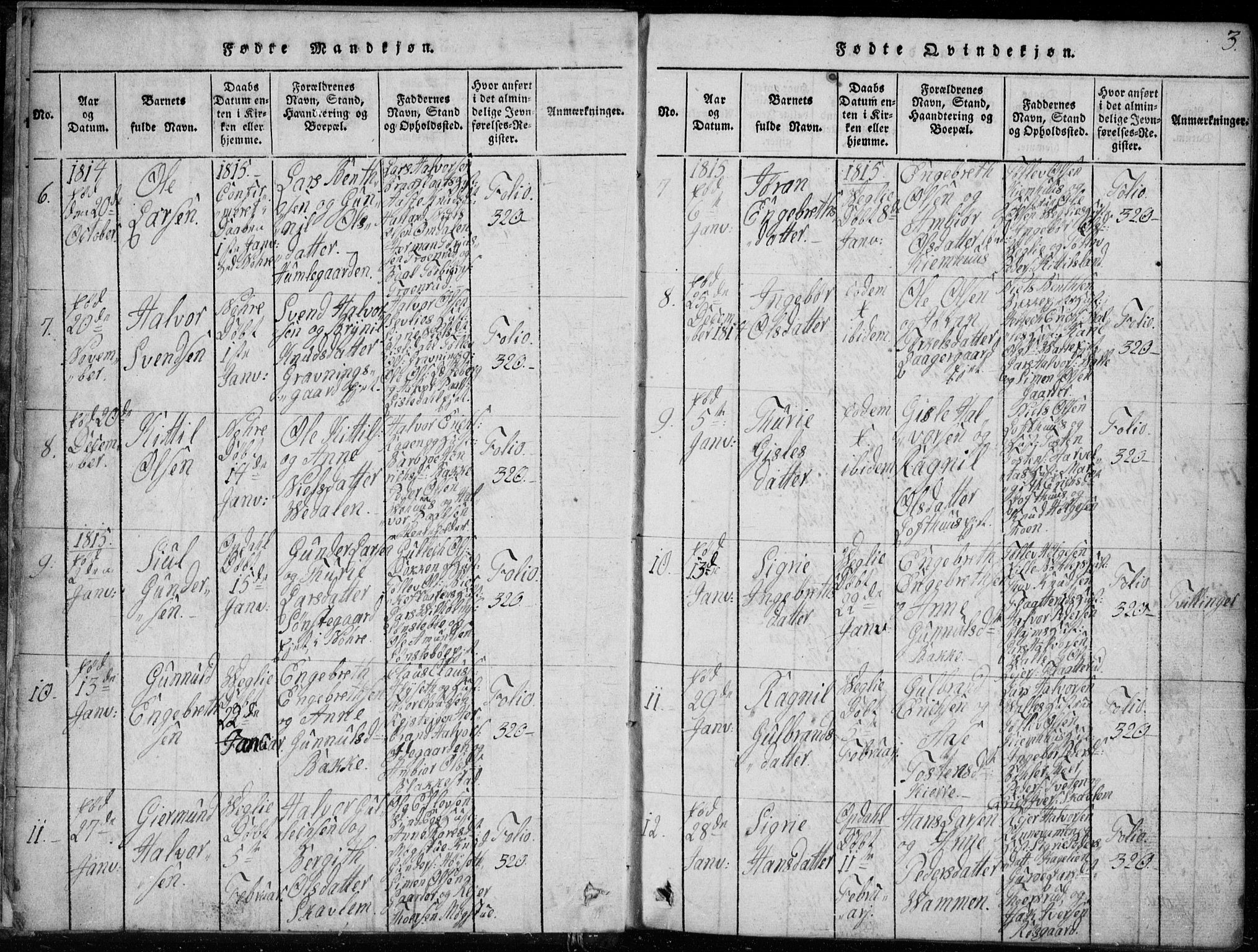 Rollag kirkebøker, AV/SAKO-A-240/G/Ga/L0001: Klokkerbok nr. I 1, 1814-1831, s. 3