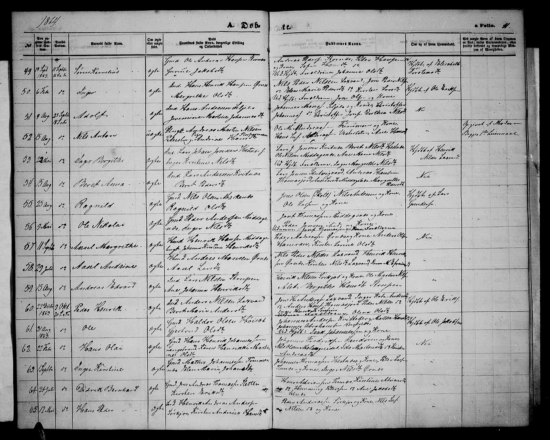 Balsfjord sokneprestembete, AV/SATØ-S-1303/G/Gab/L0006klokker: Klokkerbok nr. 6, 1863-1878, s. 11