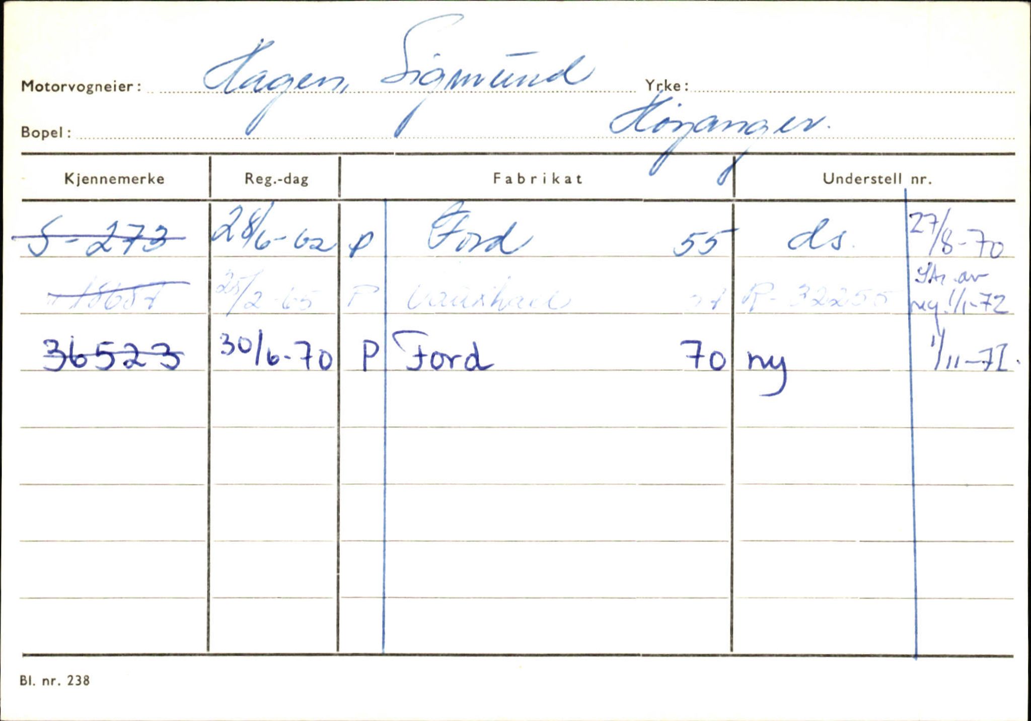 Statens vegvesen, Sogn og Fjordane vegkontor, AV/SAB-A-5301/4/F/L0130: Eigarregister Eid T-Å. Høyanger A-O, 1945-1975, s. 1221