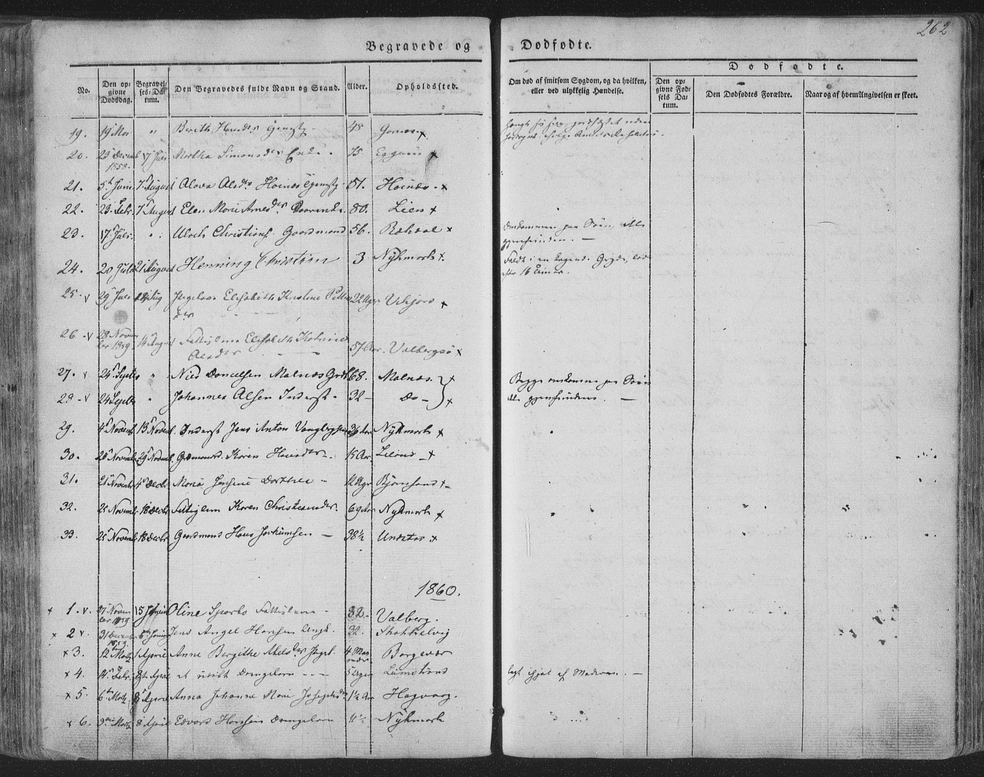 Ministerialprotokoller, klokkerbøker og fødselsregistre - Nordland, SAT/A-1459/880/L1131: Ministerialbok nr. 880A05, 1844-1868, s. 262