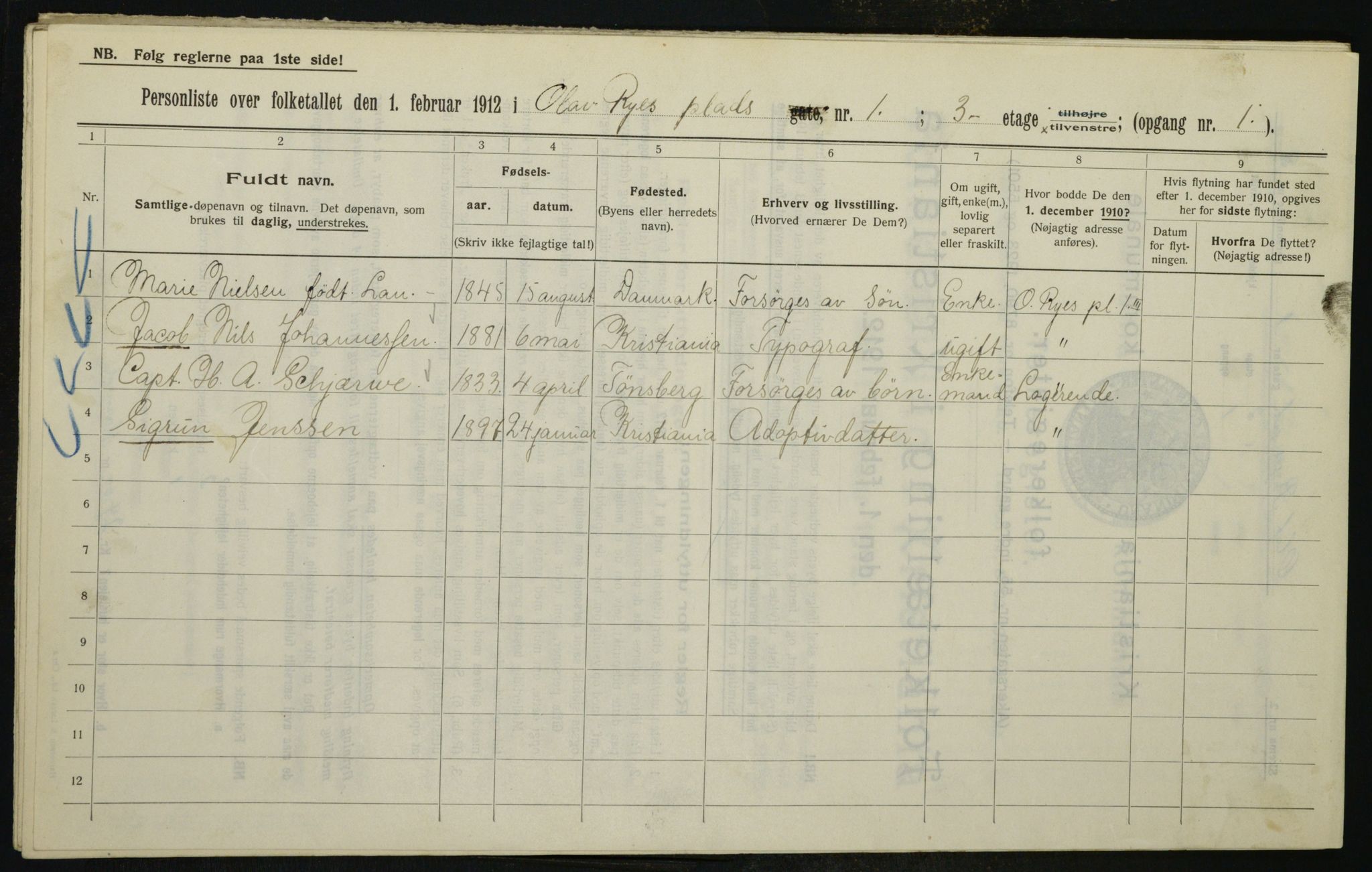 OBA, Kommunal folketelling 1.2.1912 for Kristiania, 1912, s. 75636