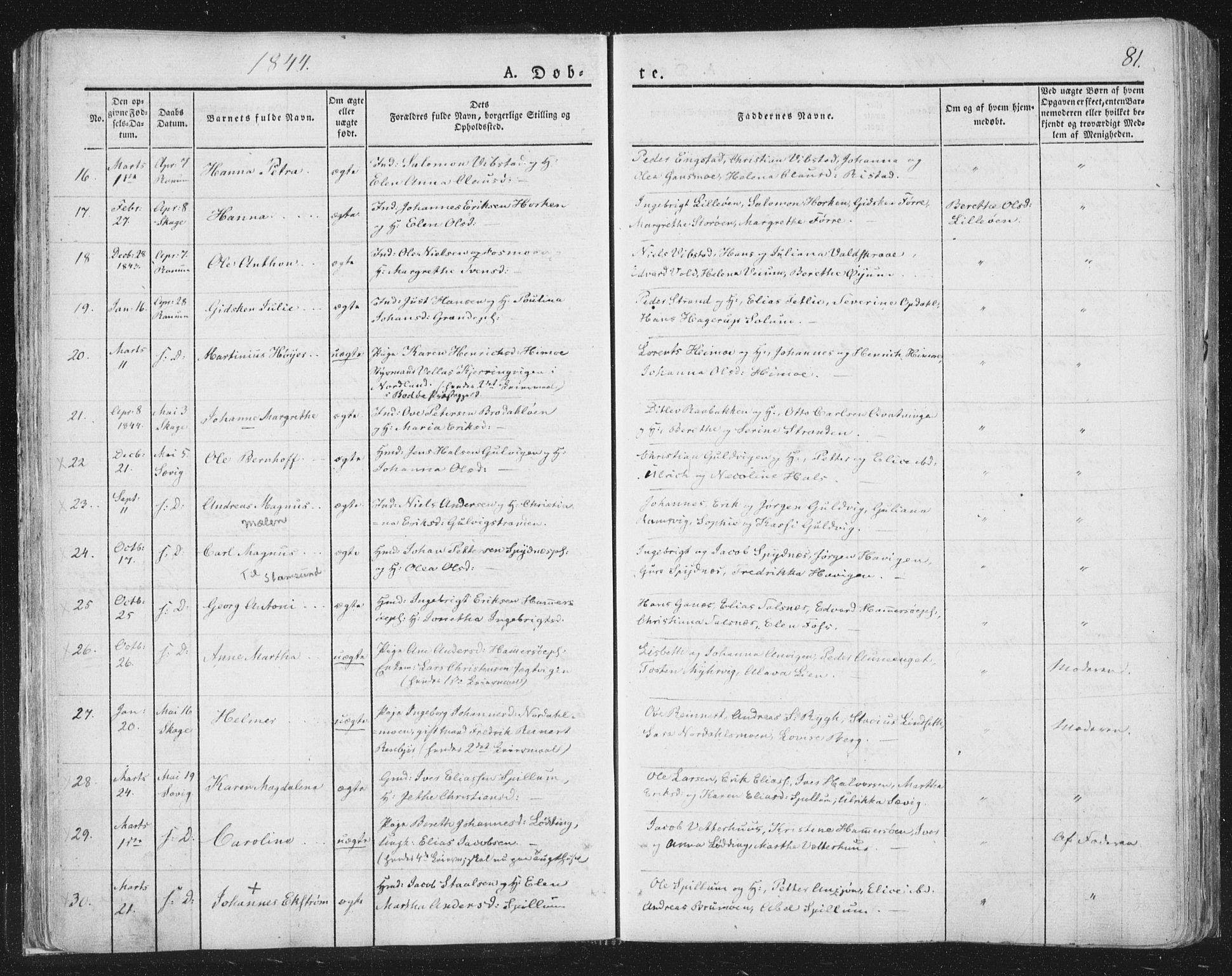 Ministerialprotokoller, klokkerbøker og fødselsregistre - Nord-Trøndelag, SAT/A-1458/764/L0551: Ministerialbok nr. 764A07a, 1824-1864, s. 81