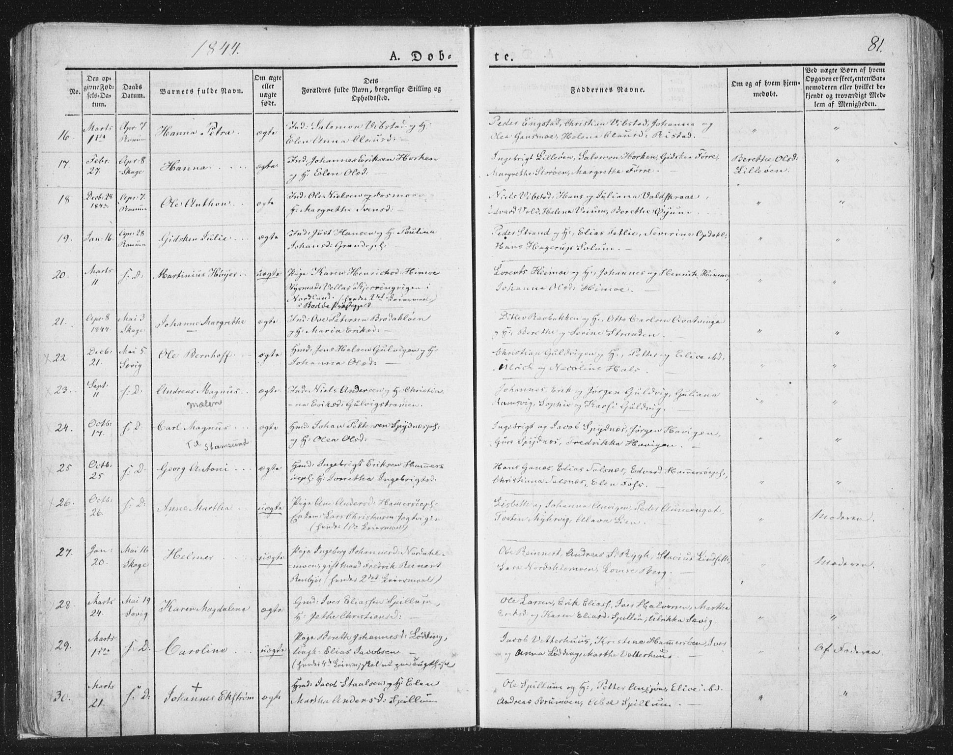 Ministerialprotokoller, klokkerbøker og fødselsregistre - Nord-Trøndelag, AV/SAT-A-1458/764/L0551: Ministerialbok nr. 764A07a, 1824-1864, s. 81