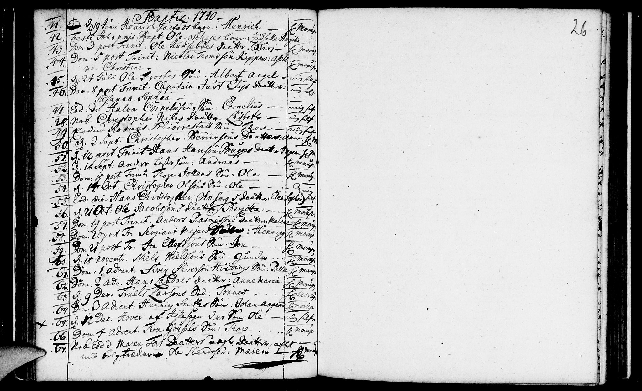 Domkirken sokneprestkontor, SAST/A-101812/001/30/30BA/L0003: Ministerialbok nr. A 3 /1, 1738-1760, s. 26