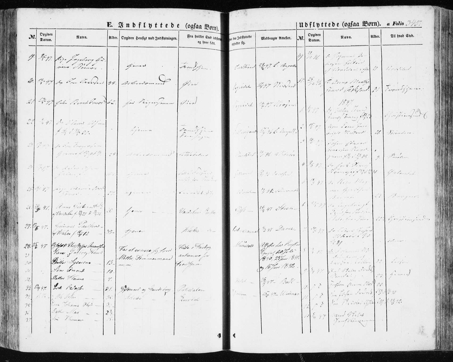 Ministerialprotokoller, klokkerbøker og fødselsregistre - Sør-Trøndelag, SAT/A-1456/634/L0529: Ministerialbok nr. 634A05, 1843-1851, s. 345