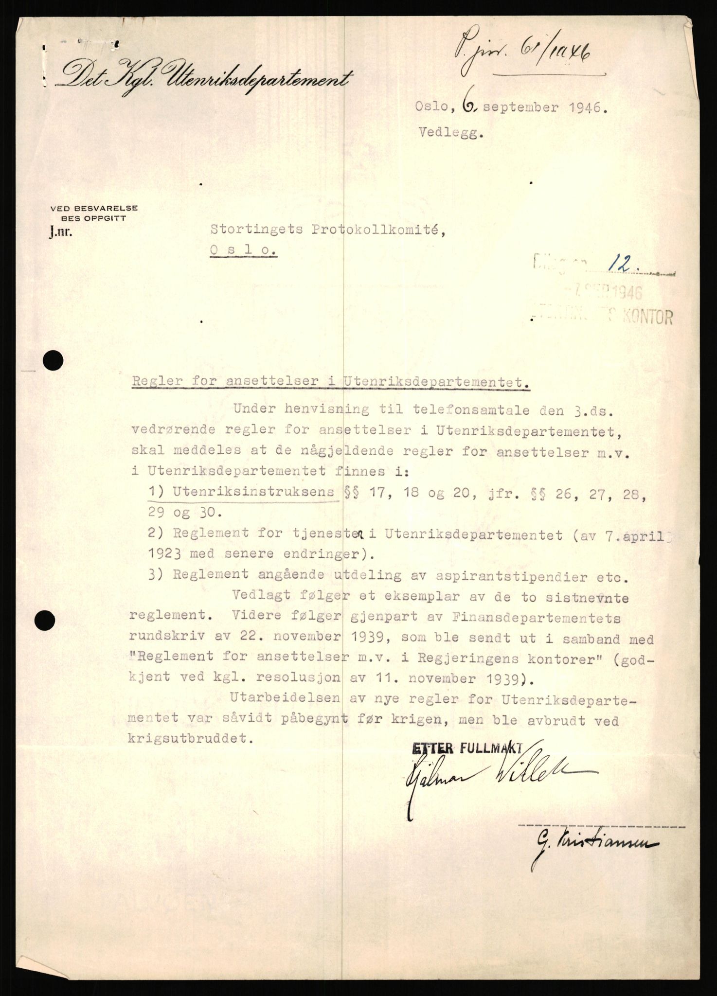 Undersøkelseskommisjonen av 1945, RA/S-1566/D/Db/L0022: Regjeringens virksomhet - Regjeringens utenriks- og forsvarspolitikk, 1940-1945, s. 906