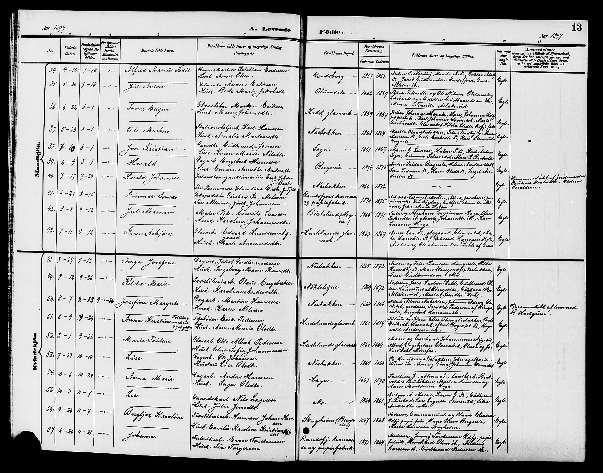 Jevnaker prestekontor, AV/SAH-PREST-116/H/Ha/Hab/L0002: Klokkerbok nr. 2, 1896-1906, s. 13
