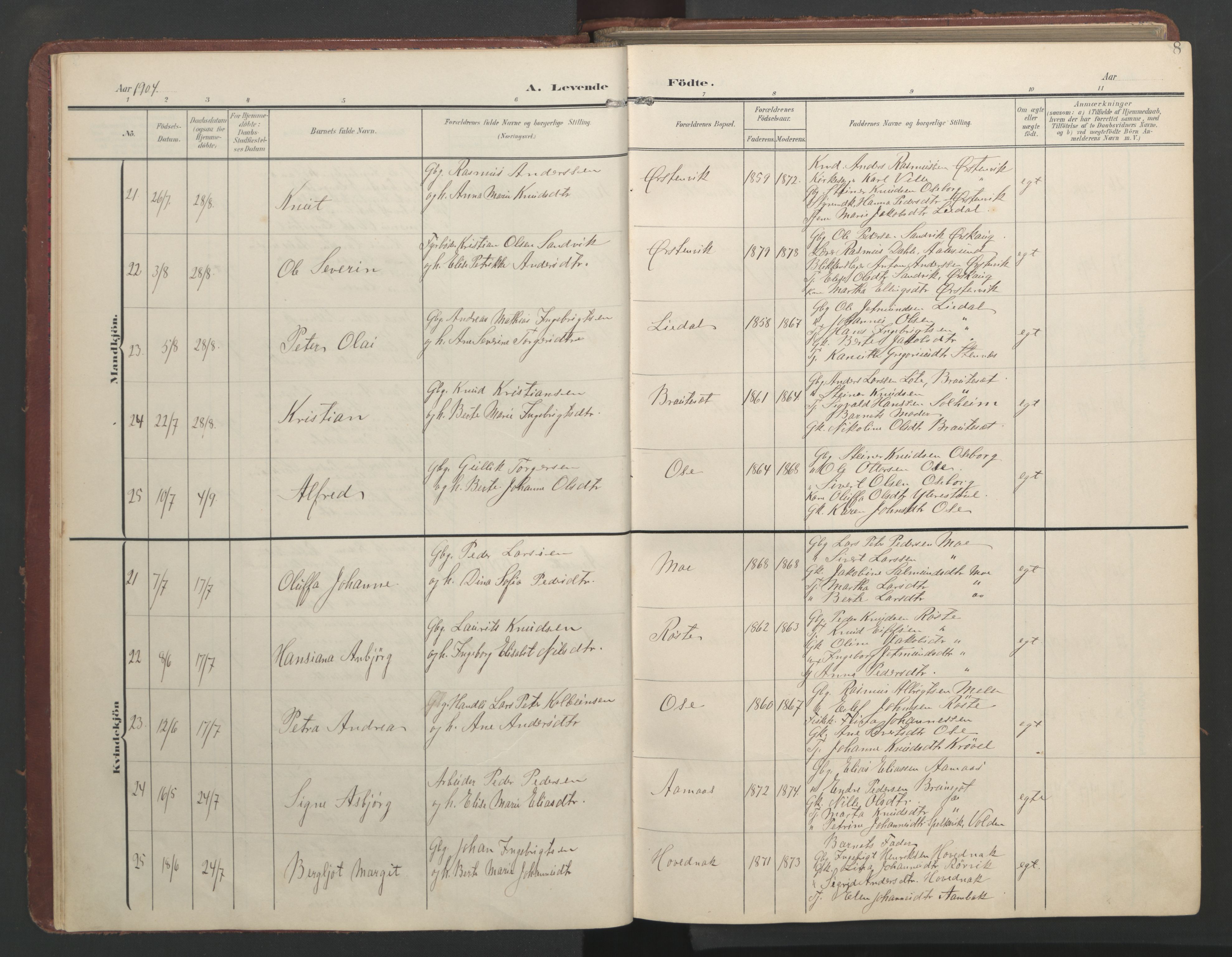 Ministerialprotokoller, klokkerbøker og fødselsregistre - Møre og Romsdal, AV/SAT-A-1454/513/L0190: Klokkerbok nr. 513C04, 1904-1926, s. 8