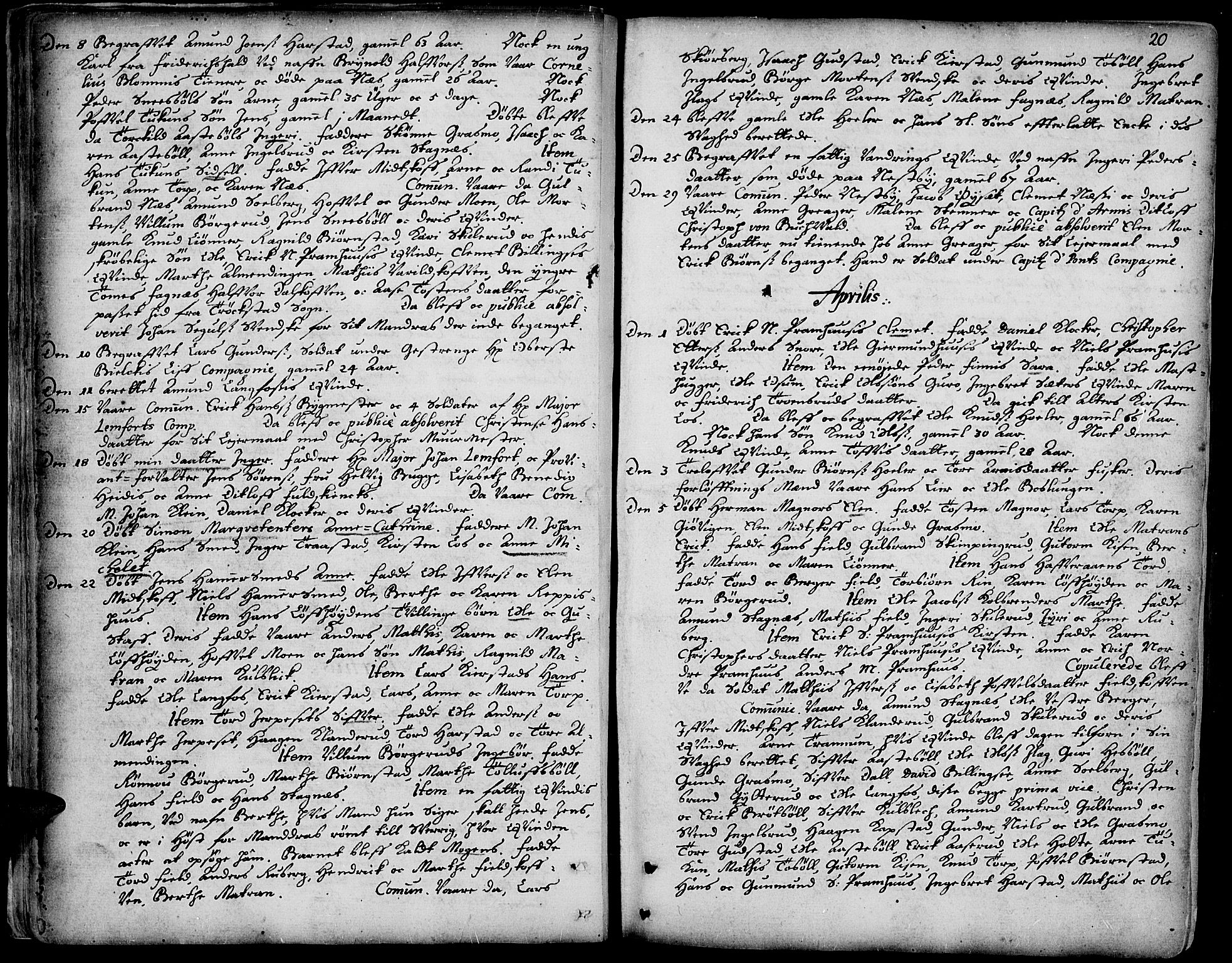Vinger prestekontor, AV/SAH-PREST-024/H/Ha/Haa/L0001: Ministerialbok nr. 1, 1689-1729, s. 20