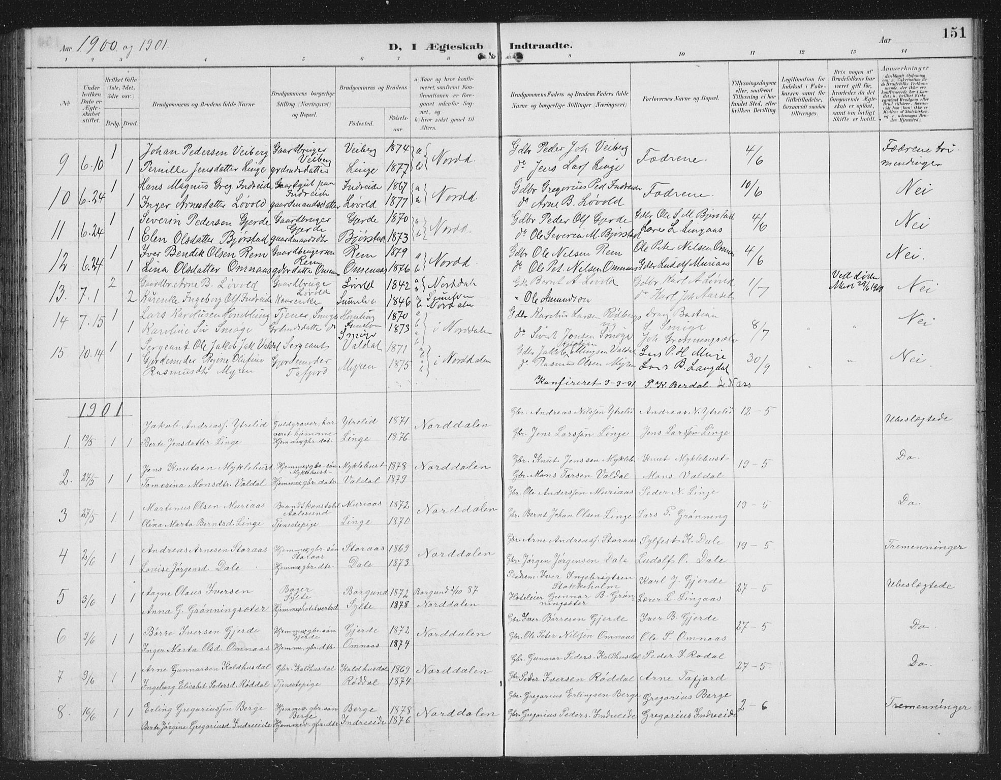 Ministerialprotokoller, klokkerbøker og fødselsregistre - Møre og Romsdal, AV/SAT-A-1454/519/L0264: Klokkerbok nr. 519C05, 1892-1910, s. 151