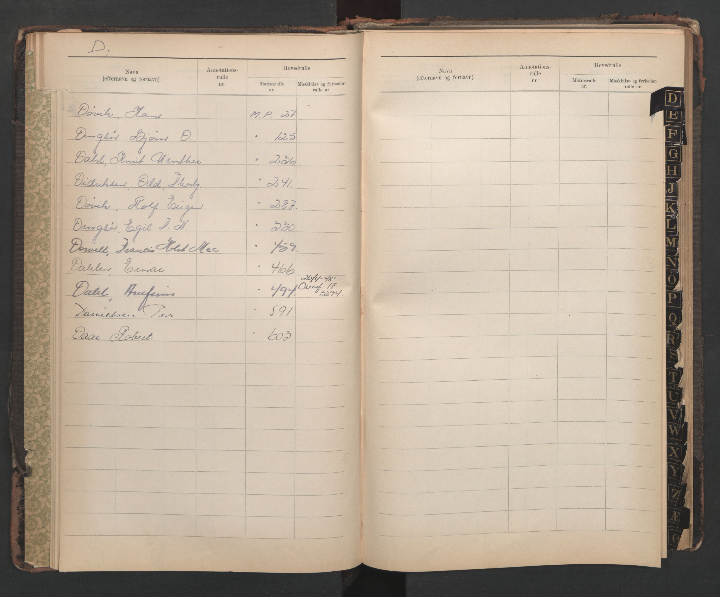 Horten innrulleringskontor, AV/SAKO-A-785/G/Ga/L0003: Register for midlertidige patenter, 1860-1948, s. 11