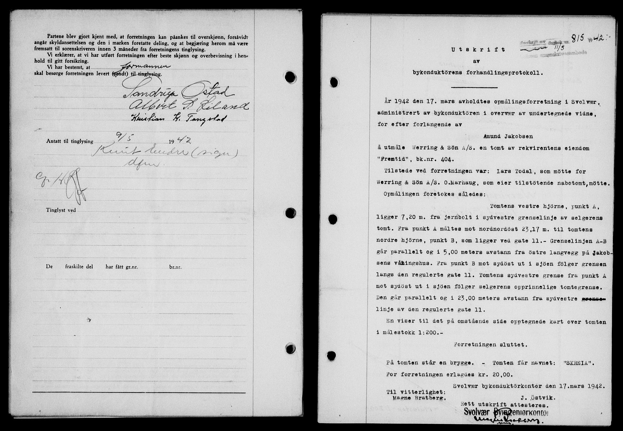 Lofoten sorenskriveri, SAT/A-0017/1/2/2C/L0009a: Pantebok nr. 9a, 1941-1942, Dagboknr: 815/1942