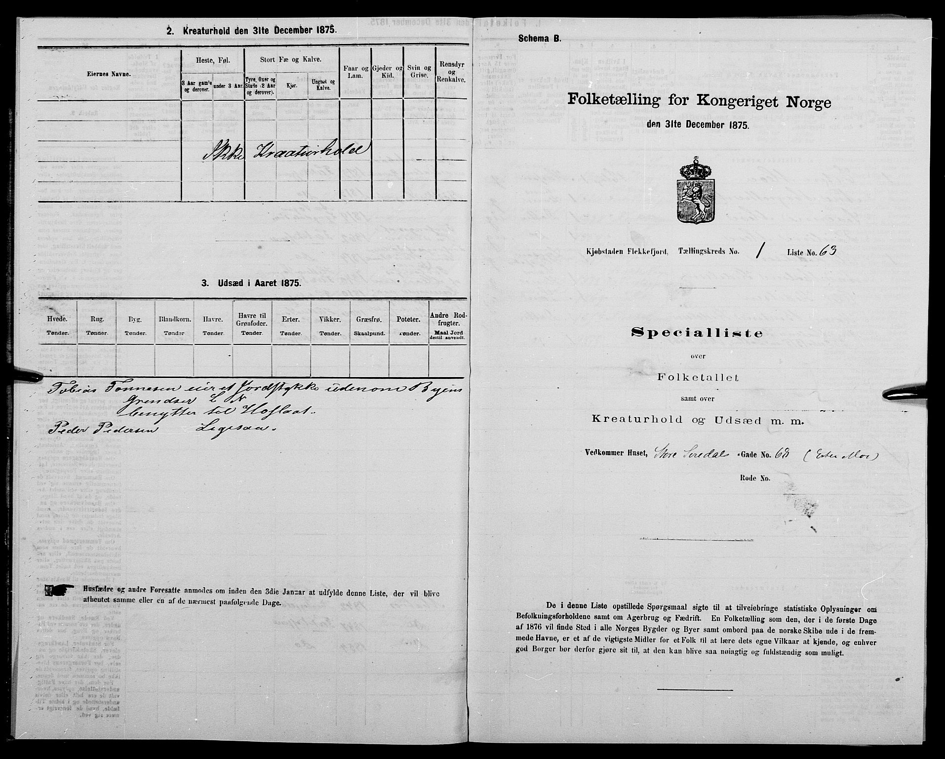 SAK, Folketelling 1875 for 1004B Flekkefjord prestegjeld, Flekkefjord kjøpstad, 1875, s. 31