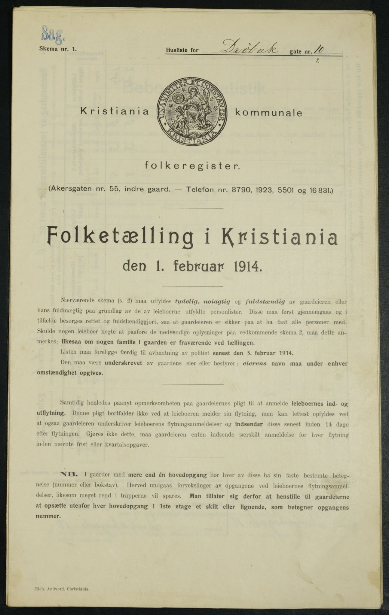 OBA, Kommunal folketelling 1.2.1914 for Kristiania, 1914, s. 17595