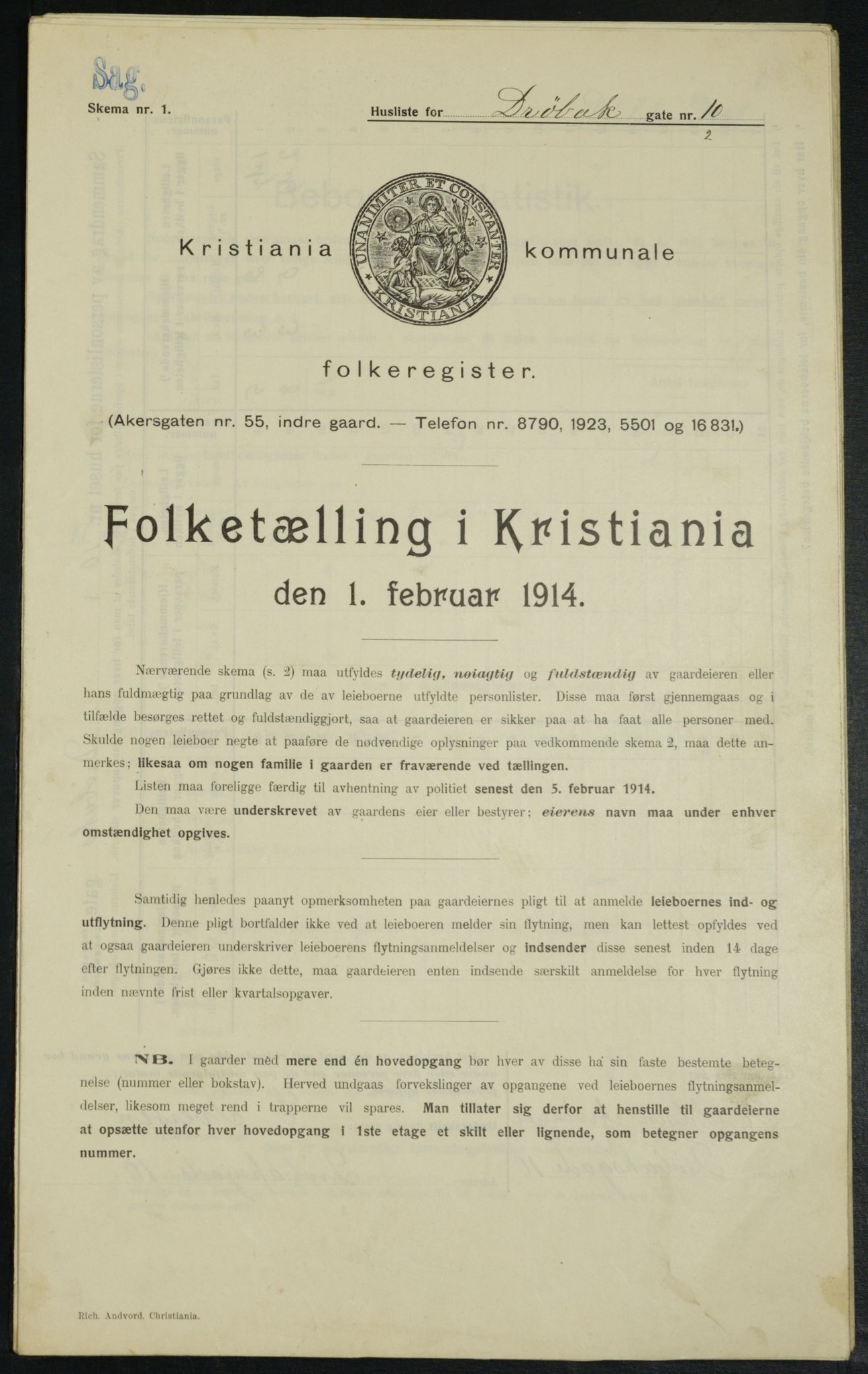 OBA, Kommunal folketelling 1.2.1914 for Kristiania, 1914, s. 17595