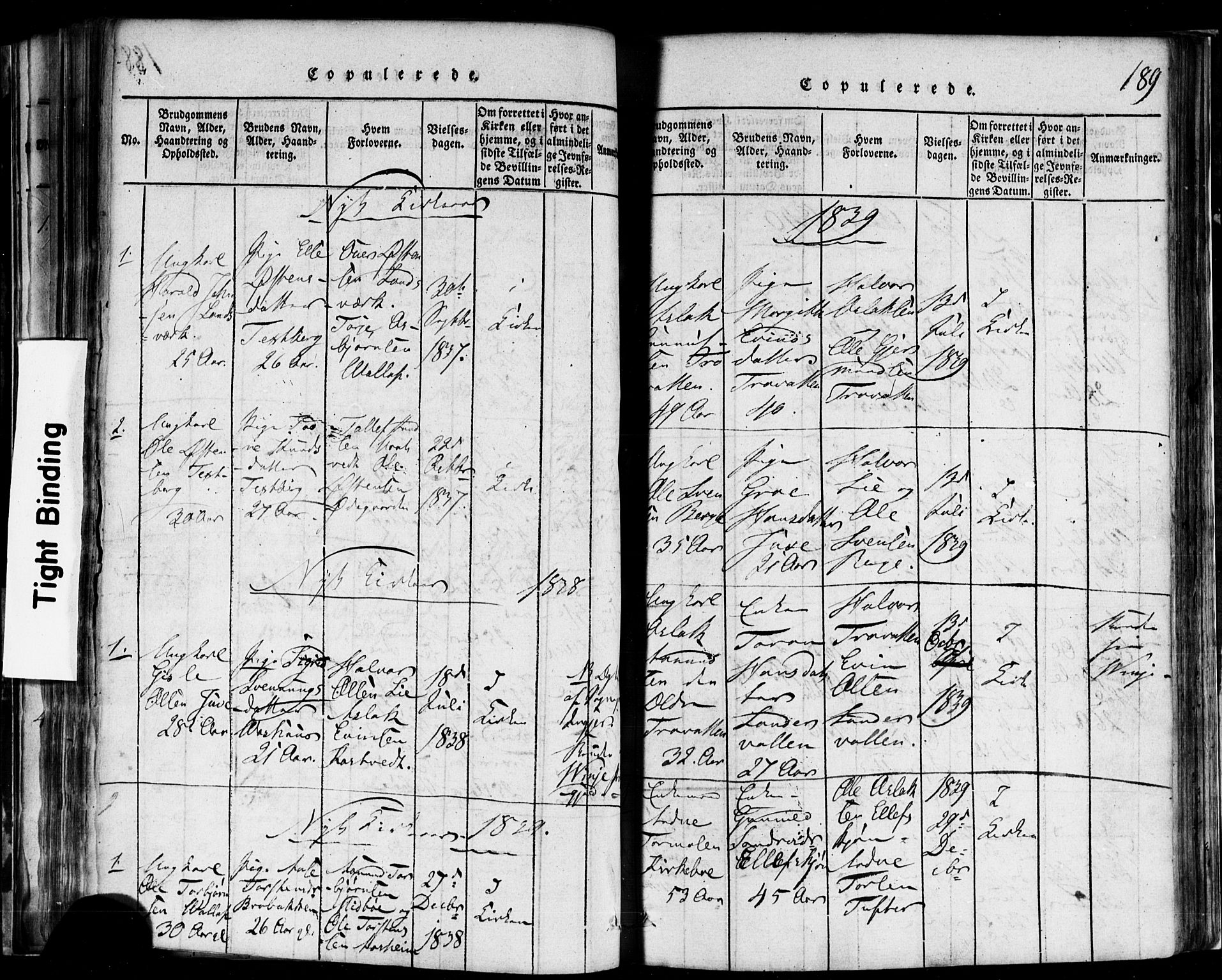 Rauland kirkebøker, AV/SAKO-A-292/F/Fa/L0002: Ministerialbok nr. I 2, 1815-1860, s. 189